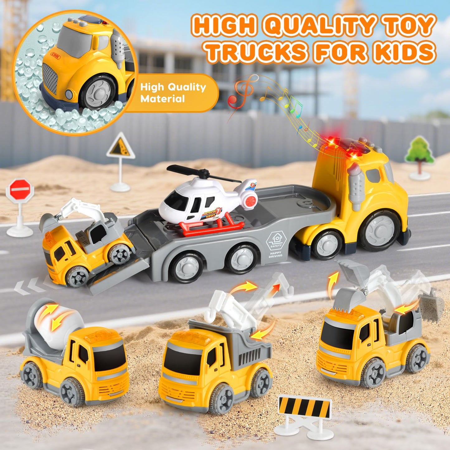 IJIGU Construction Truck Toy Set for Toddlers 1–4 Years | Lights, Sounds & Role-Play