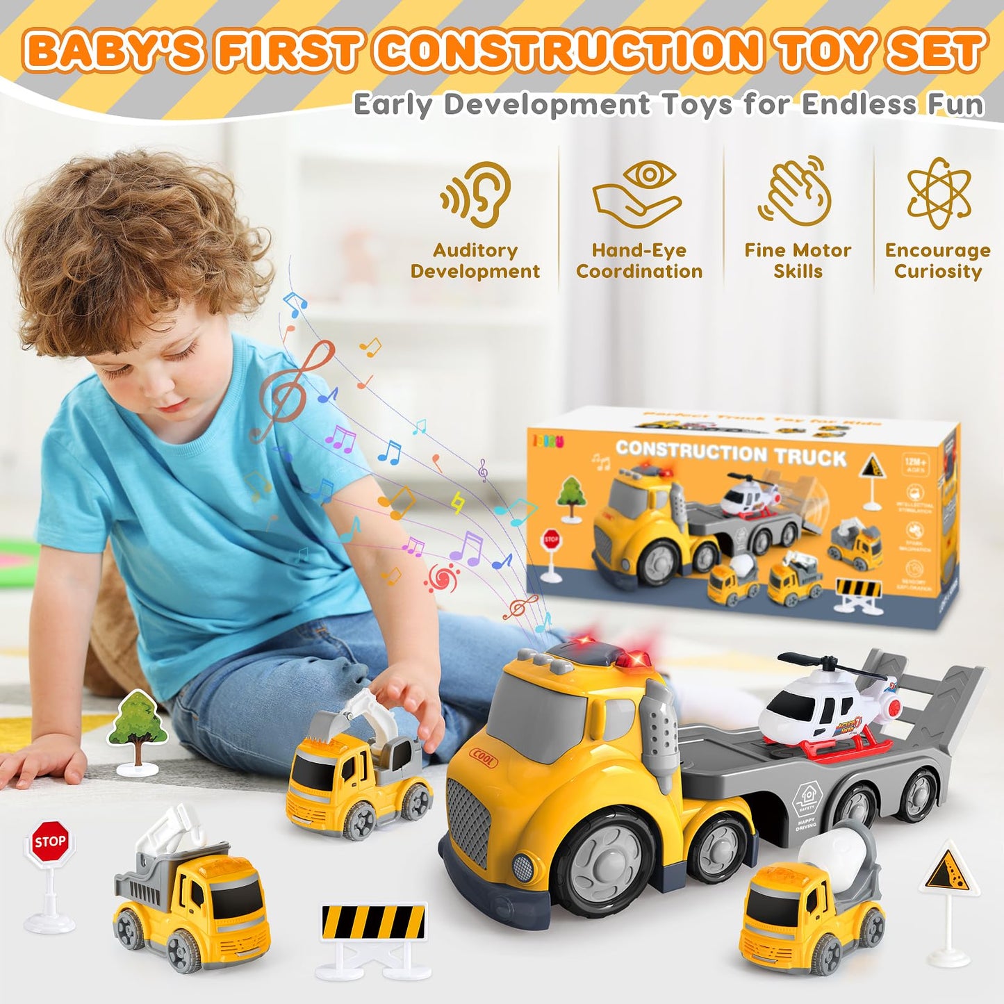 IJIGU Construction Truck Toy Set for Toddlers 1–4 Years | Lights, Sounds & Role-Play