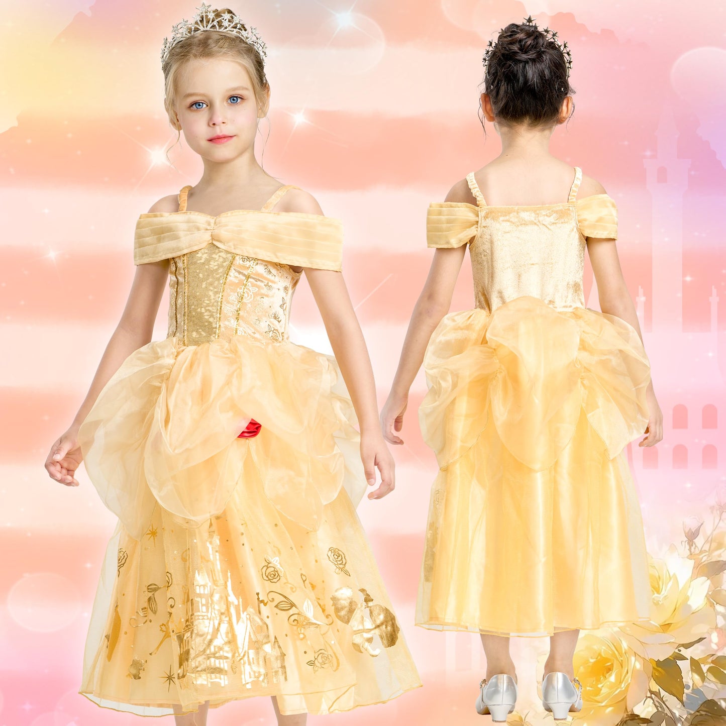 IKALI Princess Dress Up Trunk for Toddlers – Multicolored 3 Dress Set