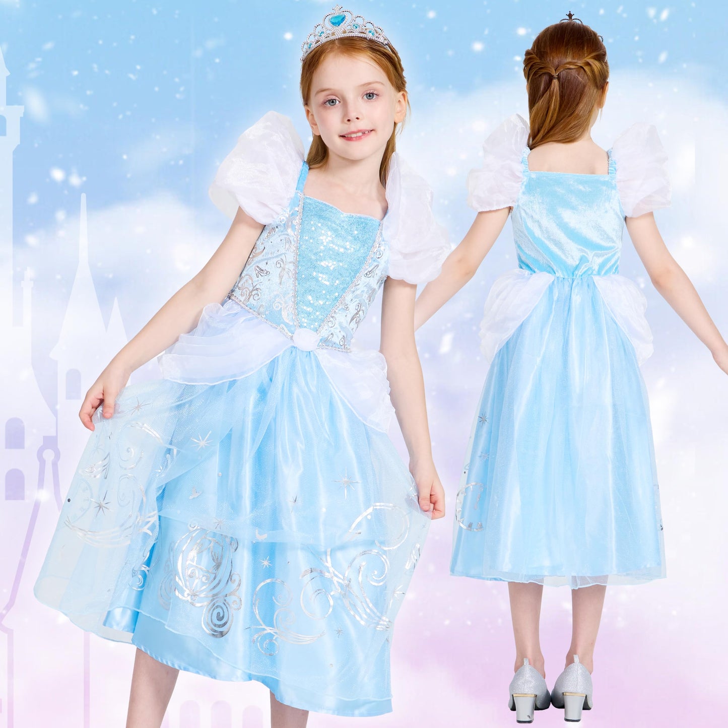 IKALI Princess Dress Up Trunk for Toddlers – Multicolored 3 Dress Set