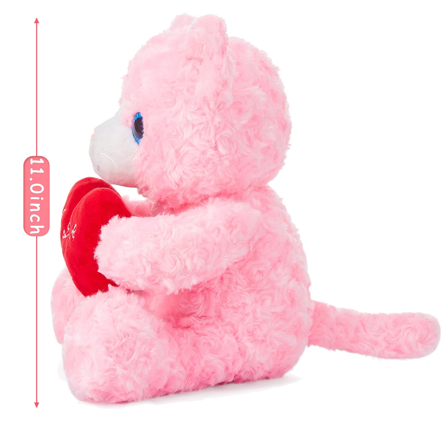 IKASA Cat Plush Toy – 11-Inch Heart-Holding Valentine Gift for Girlfriend