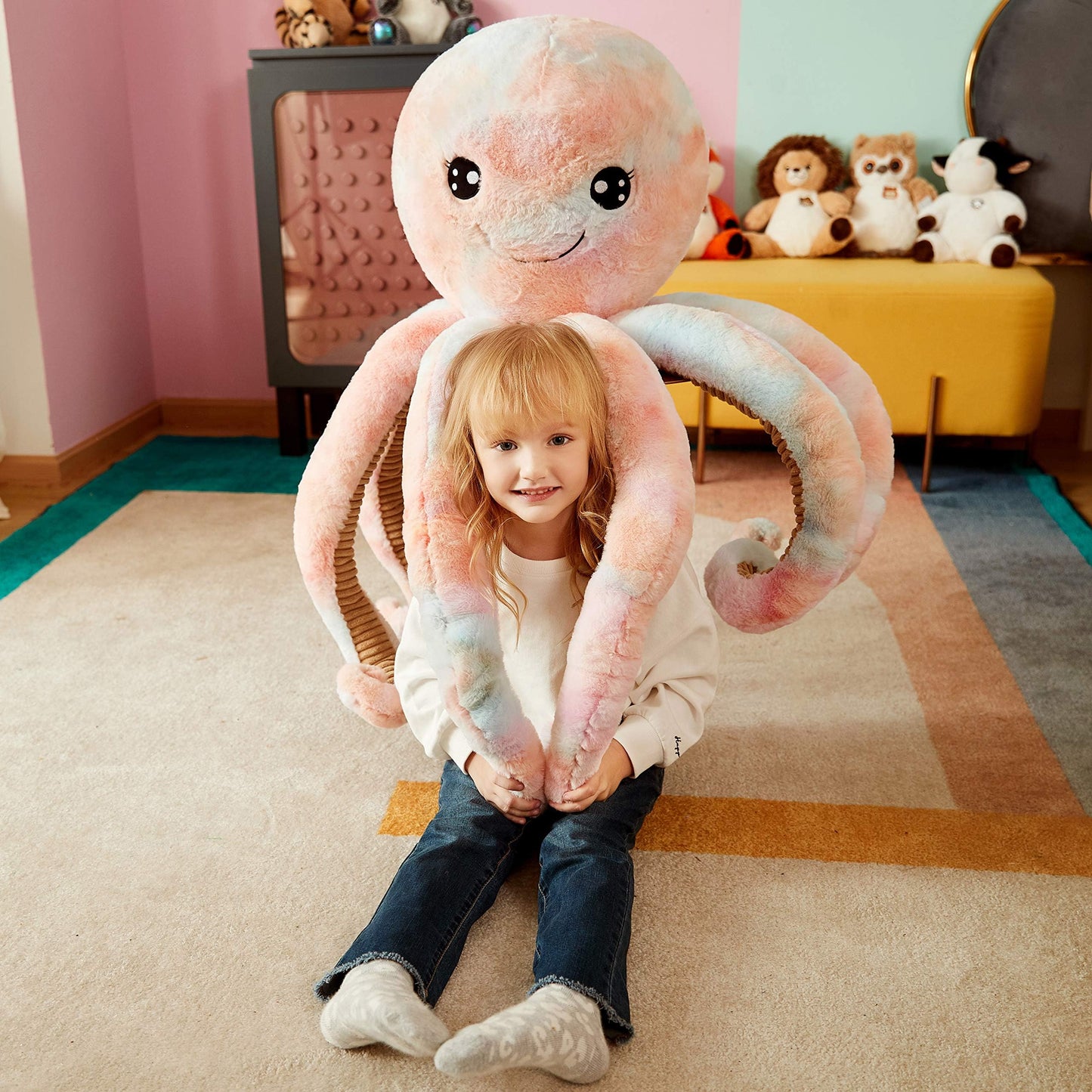 IKASA Giant Octopus Plush Toy – 30-Inch Jumbo Soft Stuffed Animal