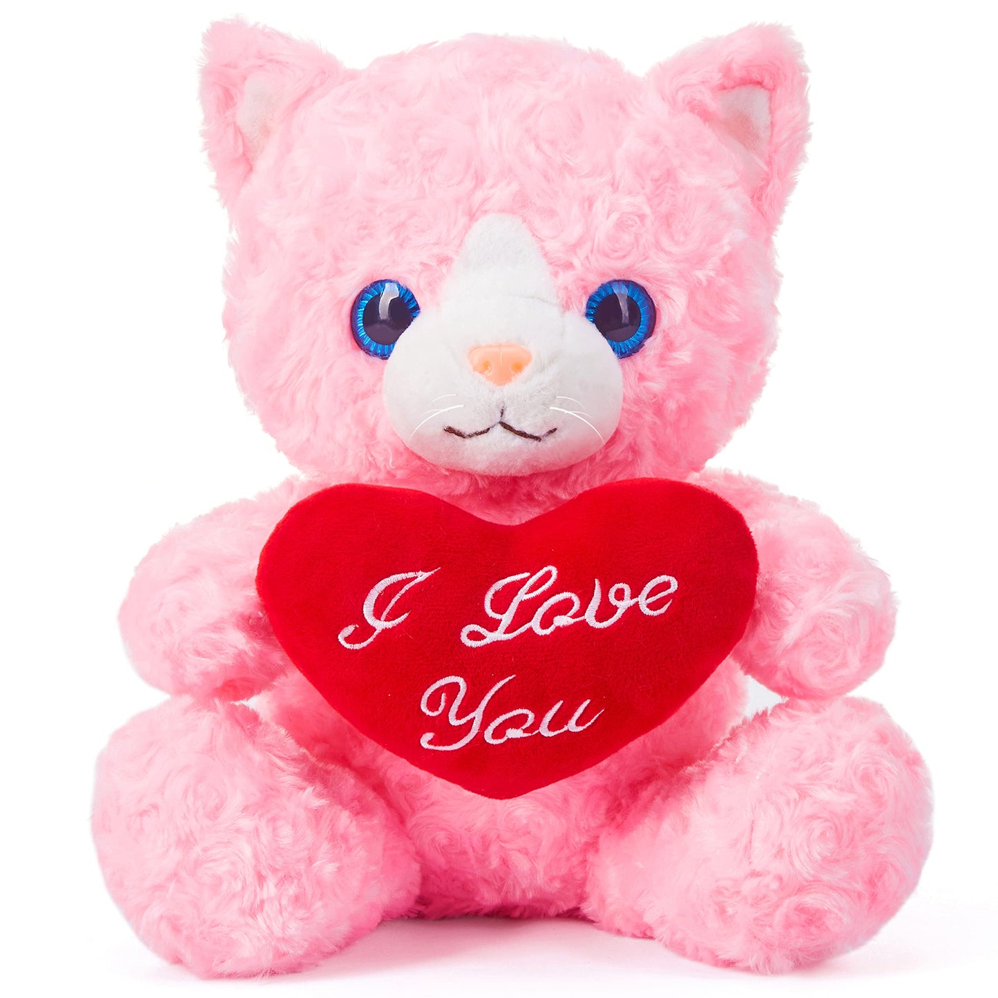 IKASA Cat Plush Toy – 11-Inch Heart-Holding Valentine Gift for Girlfriend