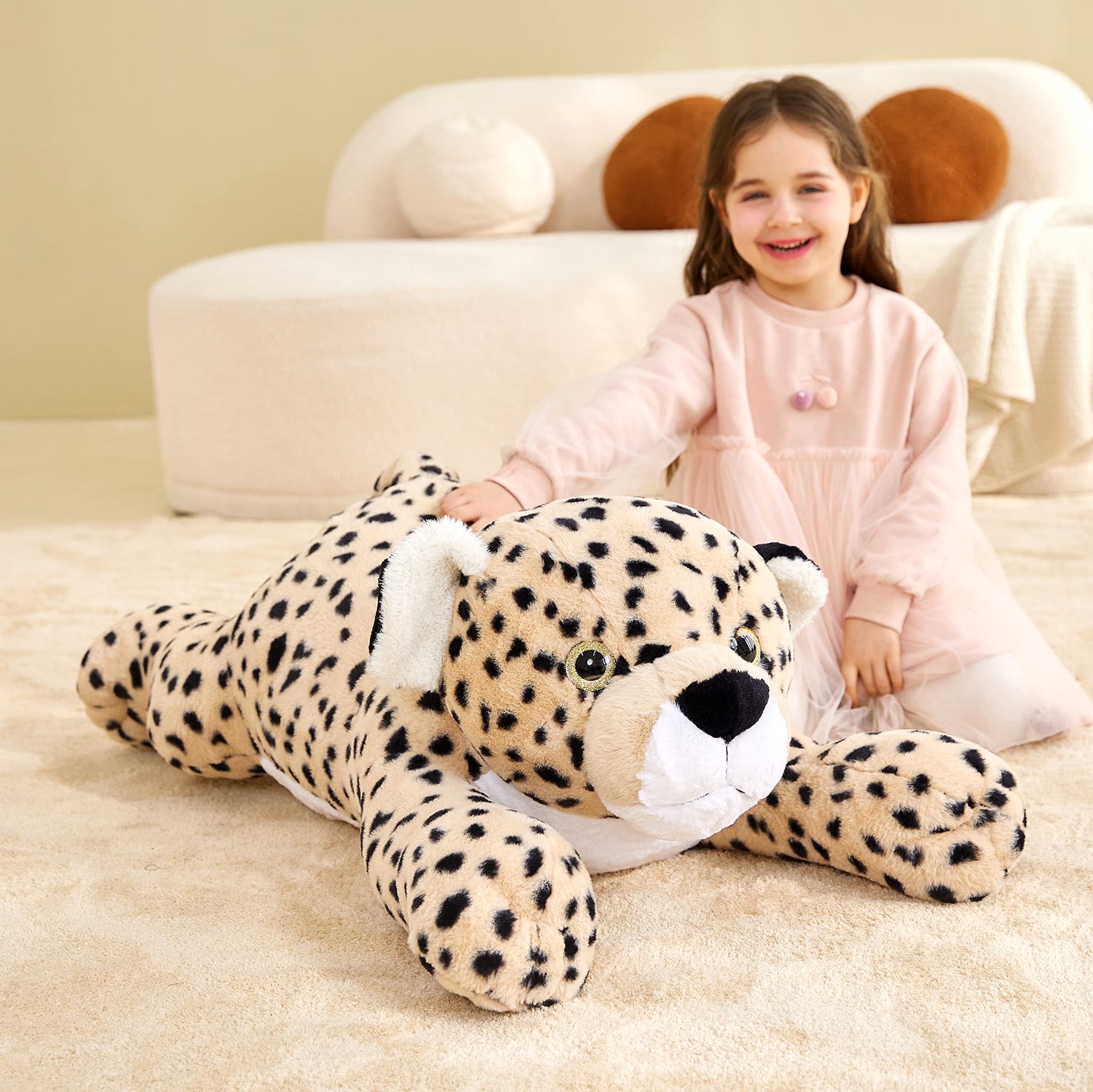 IKASA Giant Cheetah Plush Toy — 30-Inch Jumbo Soft Cheetah Stuffed Animal