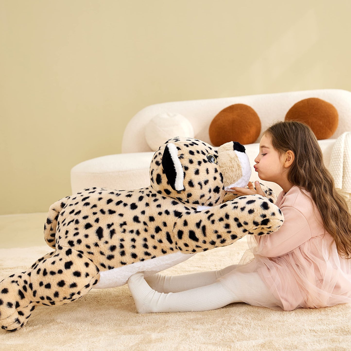 IKASA Giant Cheetah Plush Toy — 30-Inch Jumbo Soft Cheetah Stuffed Animal