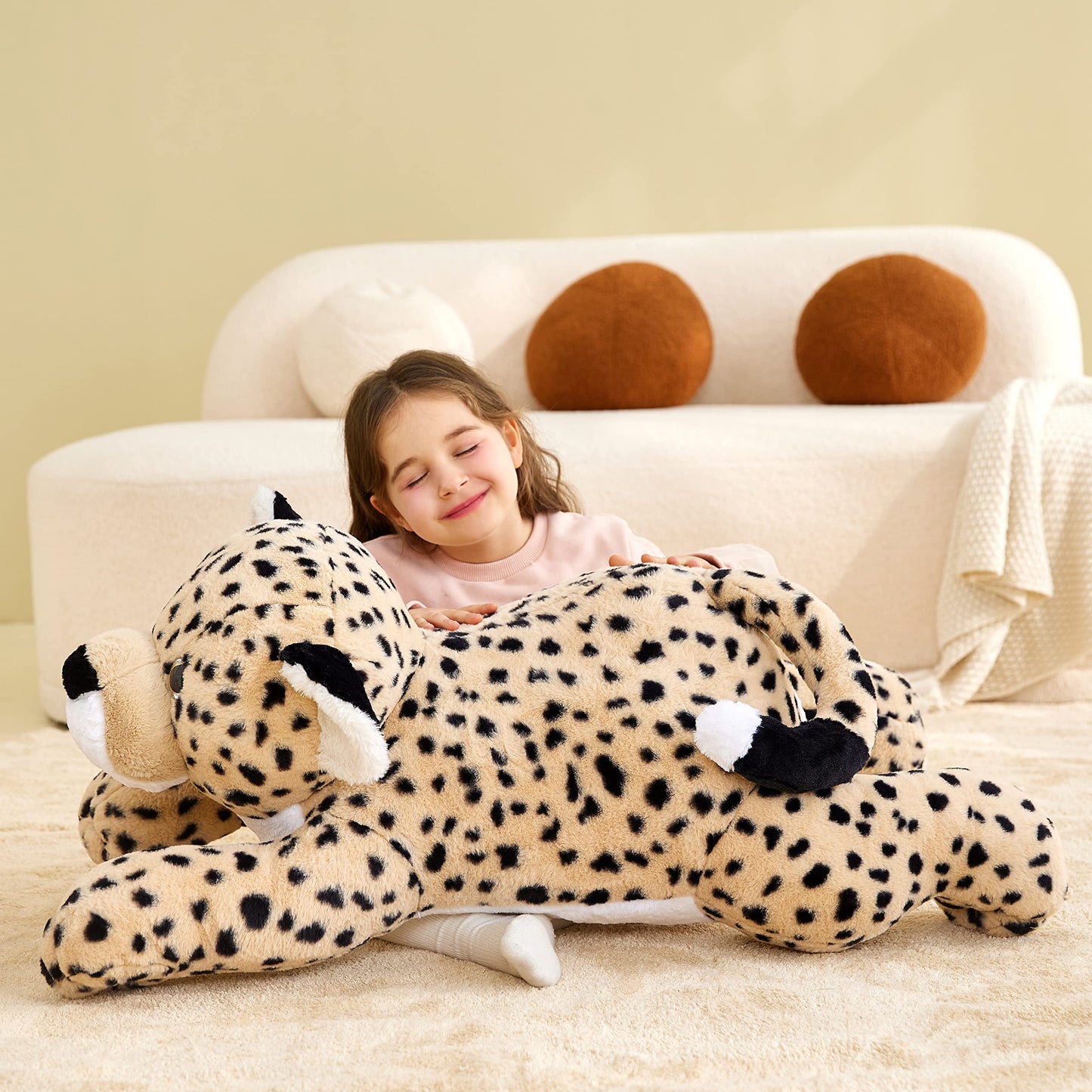 IKASA Giant Cheetah Plush Toy — 30-Inch Jumbo Soft Cheetah Stuffed Animal