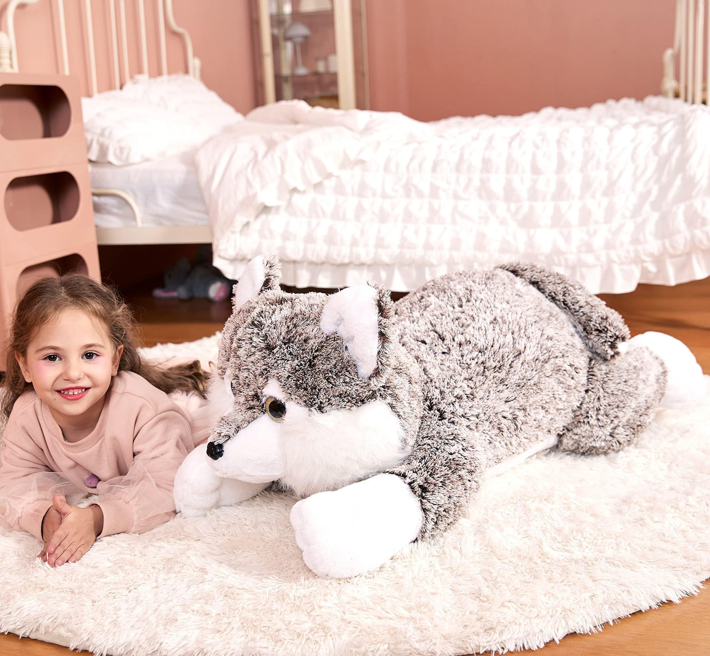 IKASA Giant Wolf Stuffed Animal Plush Toy - 30-Inch Ultra-Soft Wolf for Kids & Loved Ones