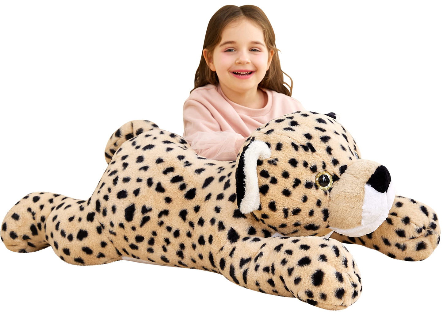 IKASA Giant Cheetah Plush Toy — 30-Inch Jumbo Soft Cheetah Stuffed Animal