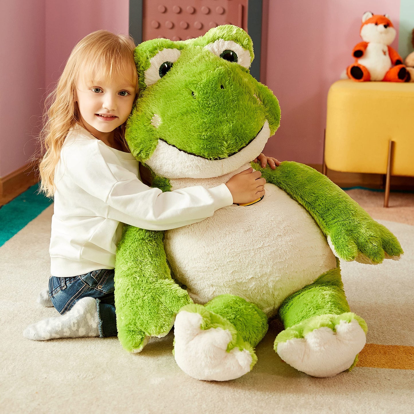 IKASA Giant Frog Plush Toy - 30 Inch Jumbo Stuffed Animal for Kids