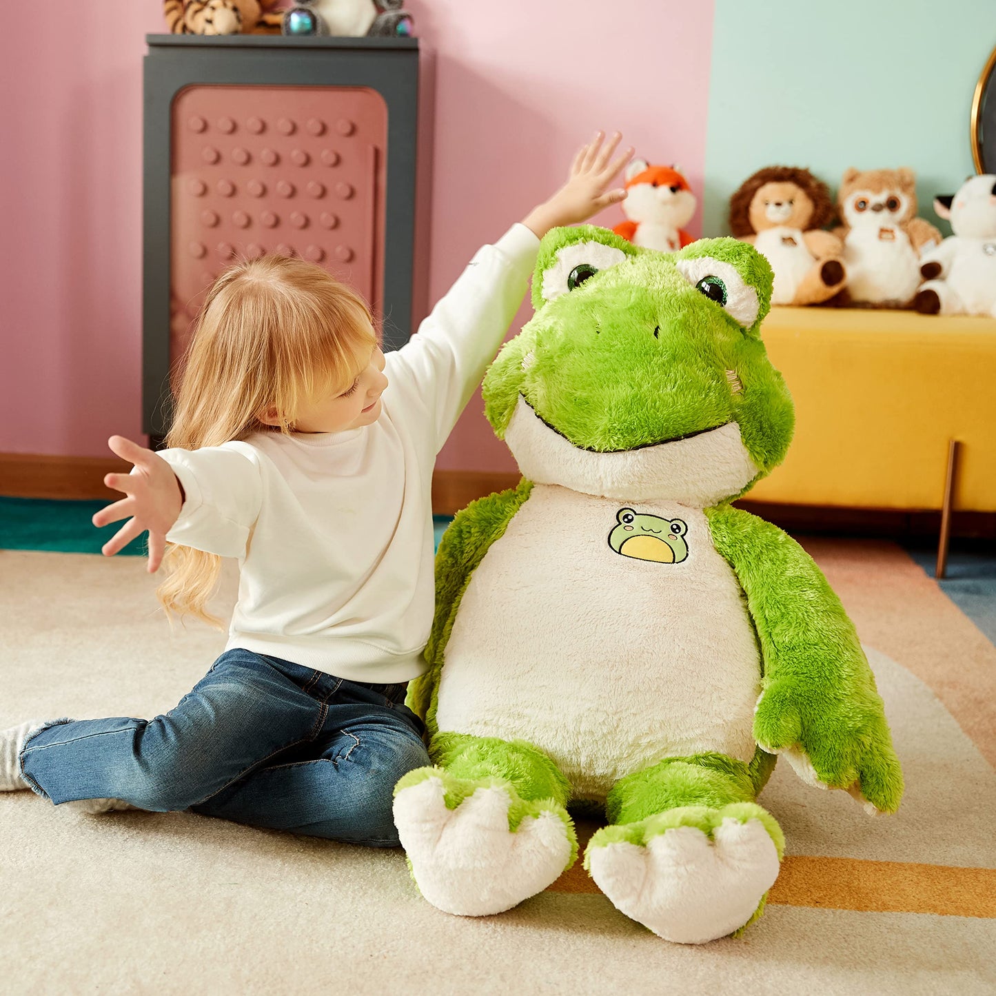 IKASA Giant Frog Plush Toy - 30 Inch Jumbo Stuffed Animal for Kids