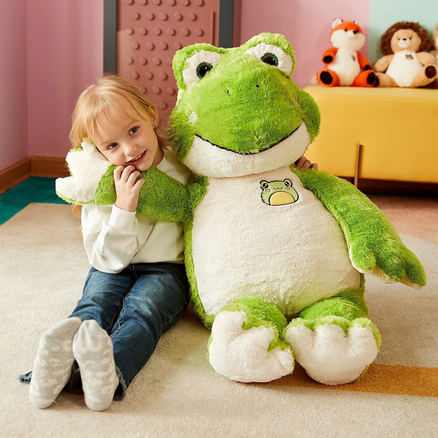 IKASA Giant Frog Plush Toy - 30 Inch Jumbo Stuffed Animal for Kids