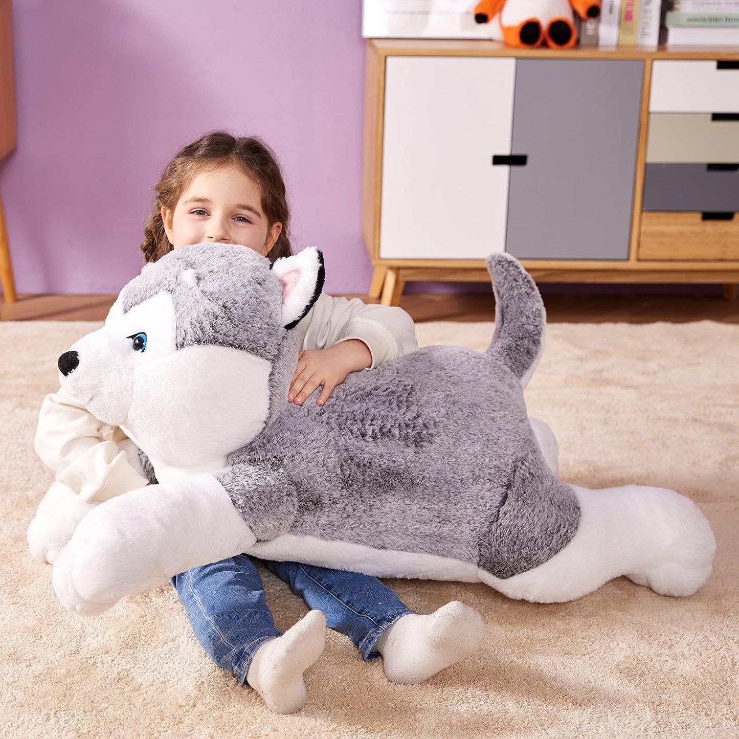 IKASA Giant Husky Stuffed Animal Plush Toy – 30-Inch Jumbo Soft Toy for Kids and Decor