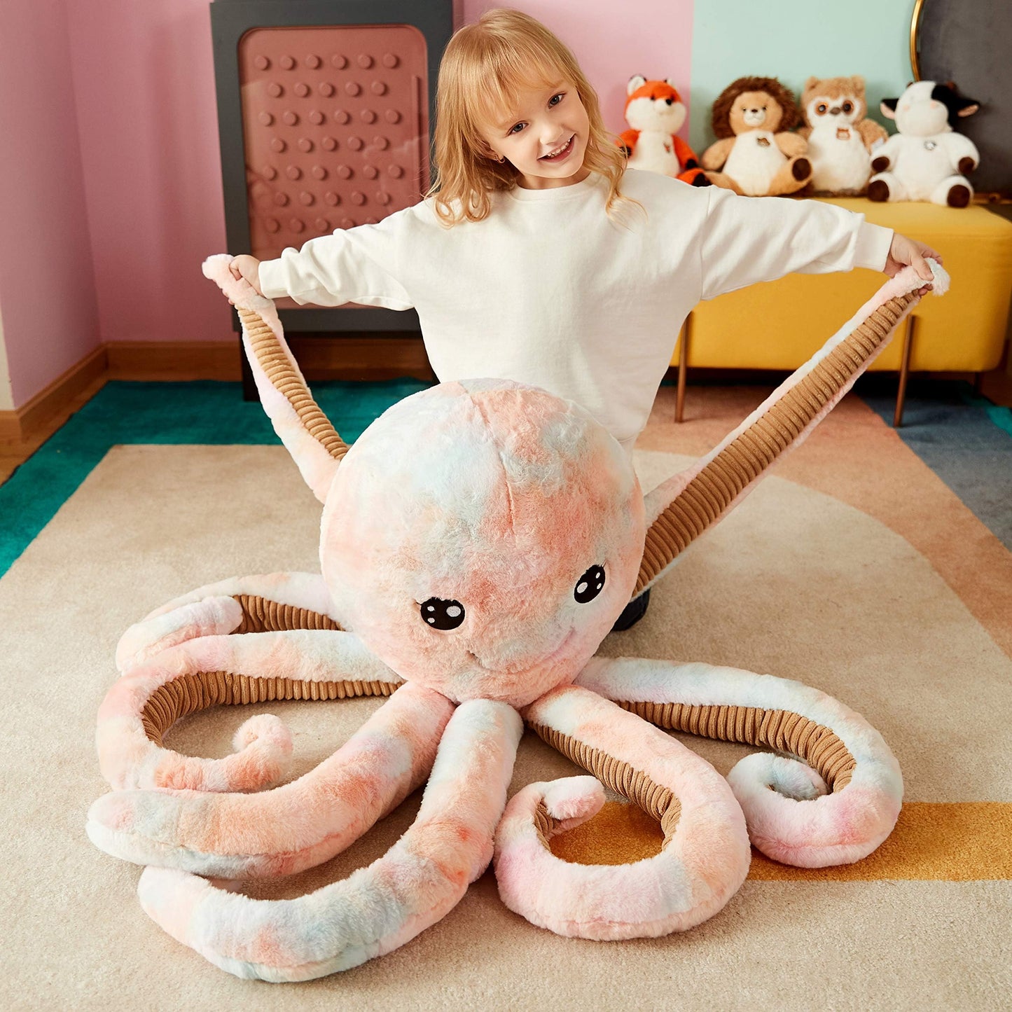 IKASA Giant Octopus Plush Toy – 30-Inch Jumbo Soft Stuffed Animal