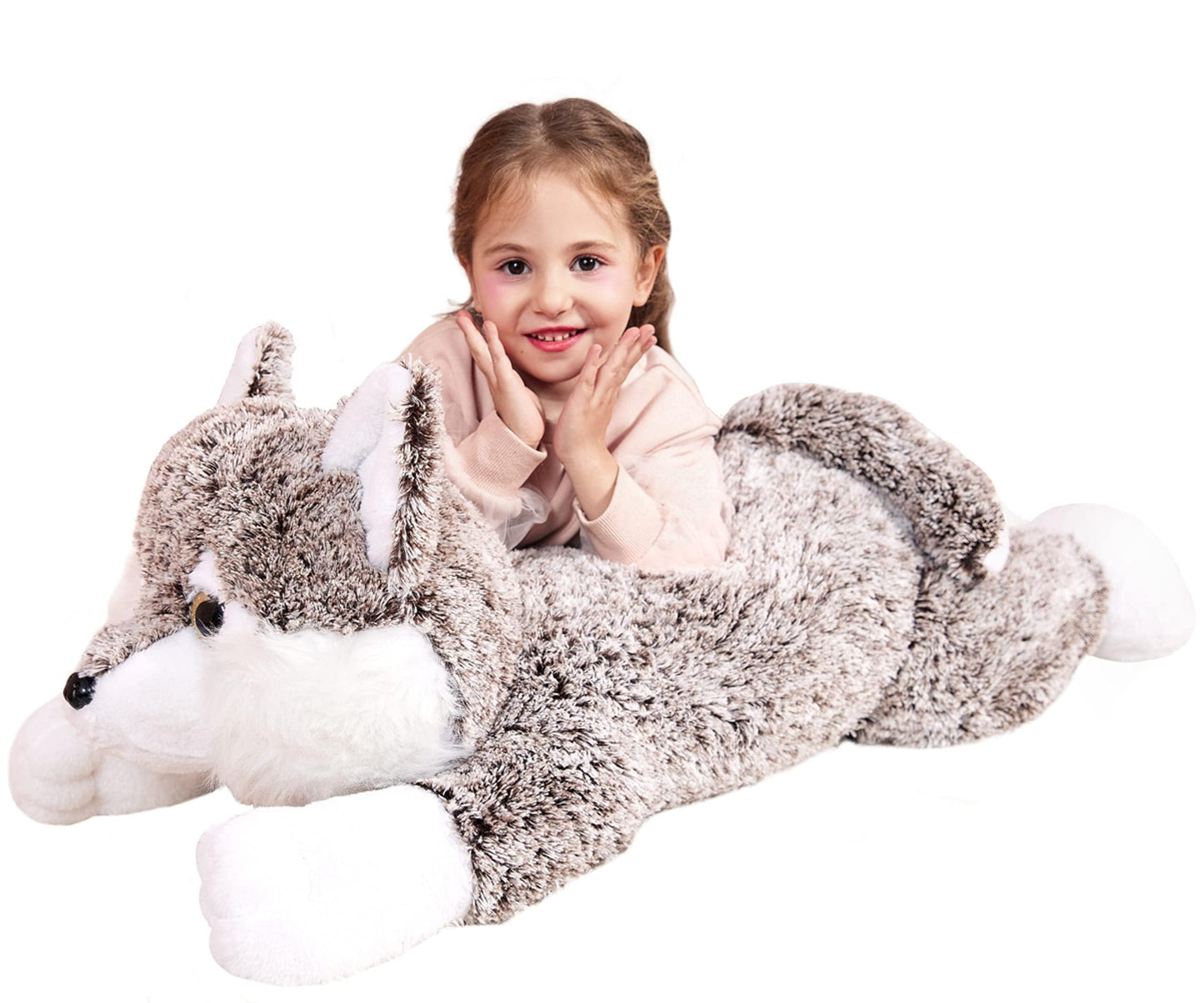 IKASA Giant Wolf Stuffed Animal Plush Toy - 30-Inch Ultra-Soft Wolf for Kids & Loved Ones