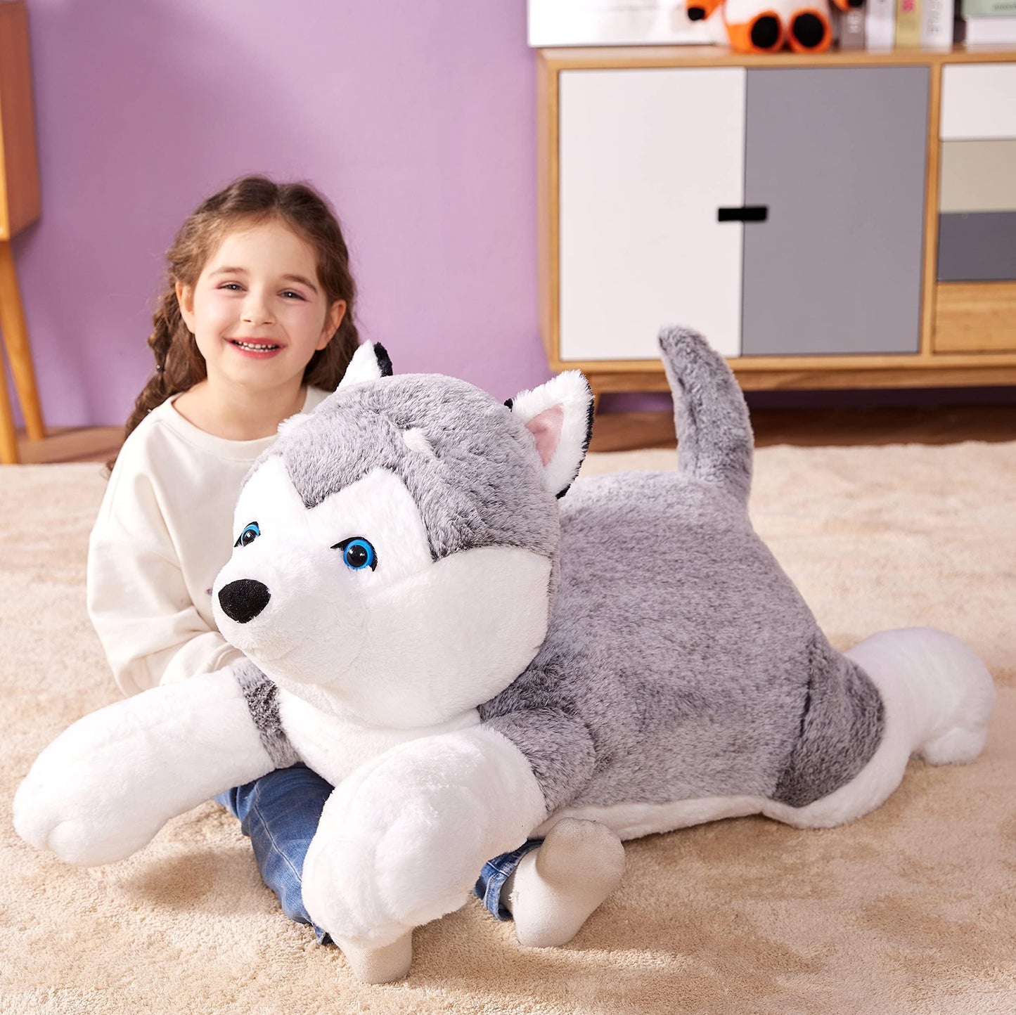 IKASA Giant Husky Stuffed Animal Plush Toy – 30-Inch Jumbo Soft Toy for Kids and Decor