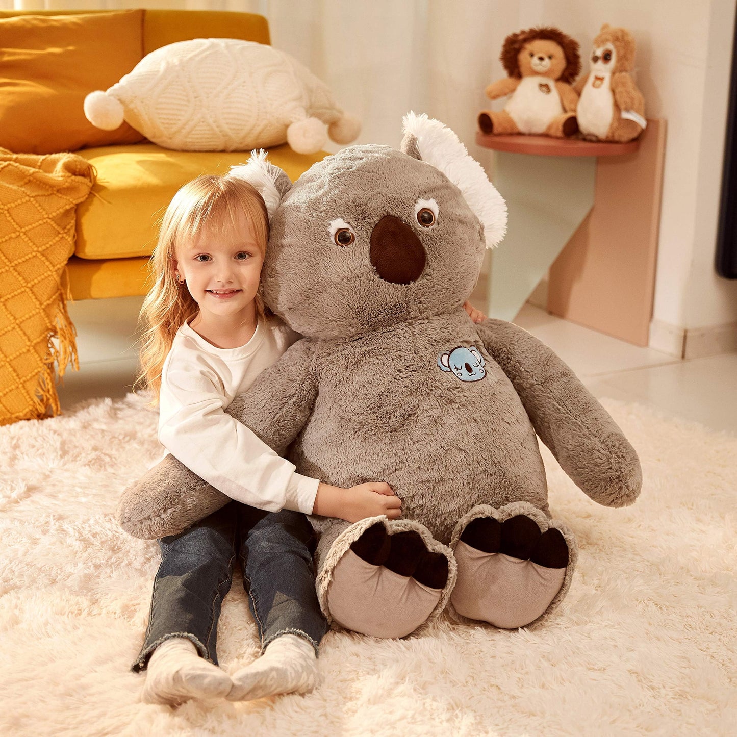 IKASA Large Koala Stuffed Animal – 30-Inch Giant Plush Toy, Gray, Ultra-Soft Cuddly Gift for Kids