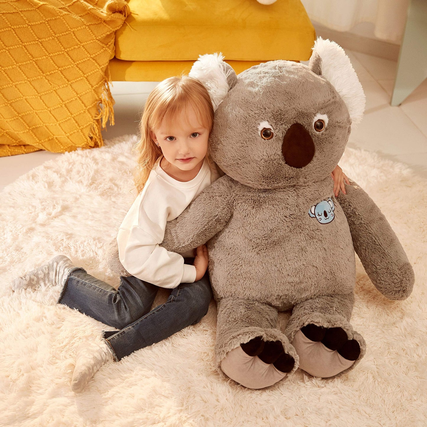IKASA Large Koala Stuffed Animal – 30-Inch Giant Plush Toy, Gray, Ultra-Soft Cuddly Gift for Kids