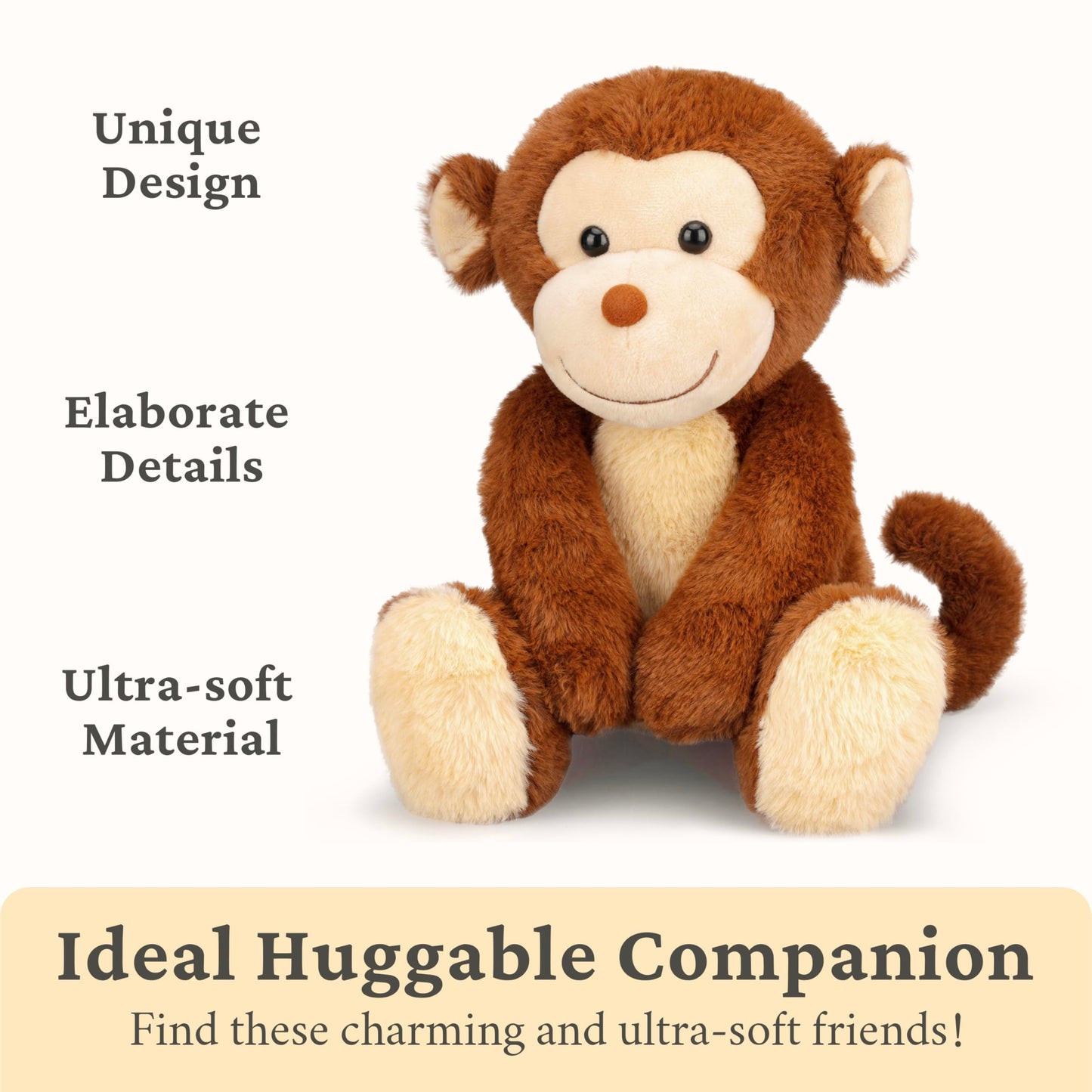 IKASA Monkey Plush Toy – 12.5-Inch Soft Plushie for Hugs & Decor