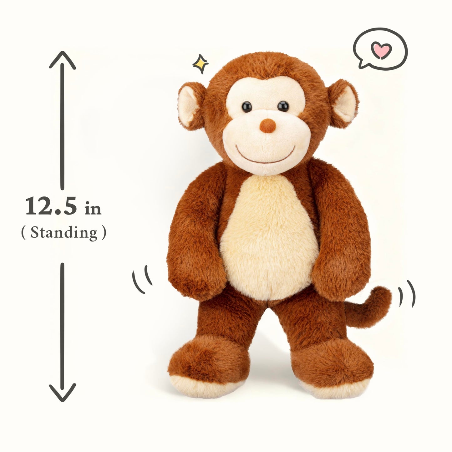 IKASA Monkey Plush Toy – 12.5-Inch Soft Plushie for Hugs & Decor