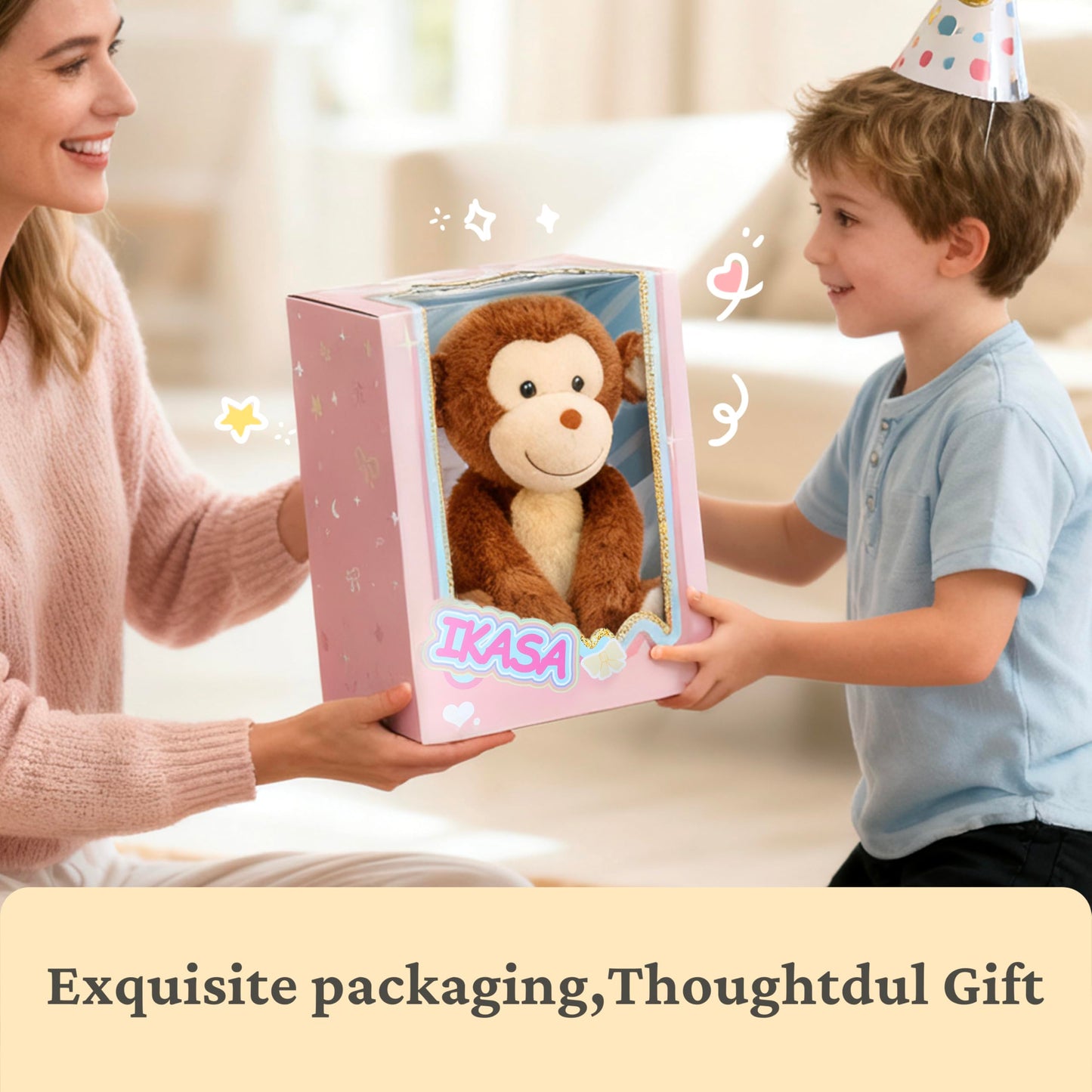 IKASA Monkey Plush Toy – 12.5-Inch Soft Plushie for Hugs & Decor