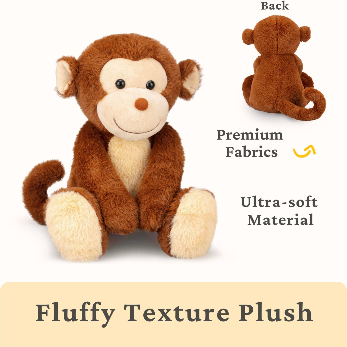IKASA Monkey Plush Toy – 12.5-Inch Soft Plushie for Hugs & Decor