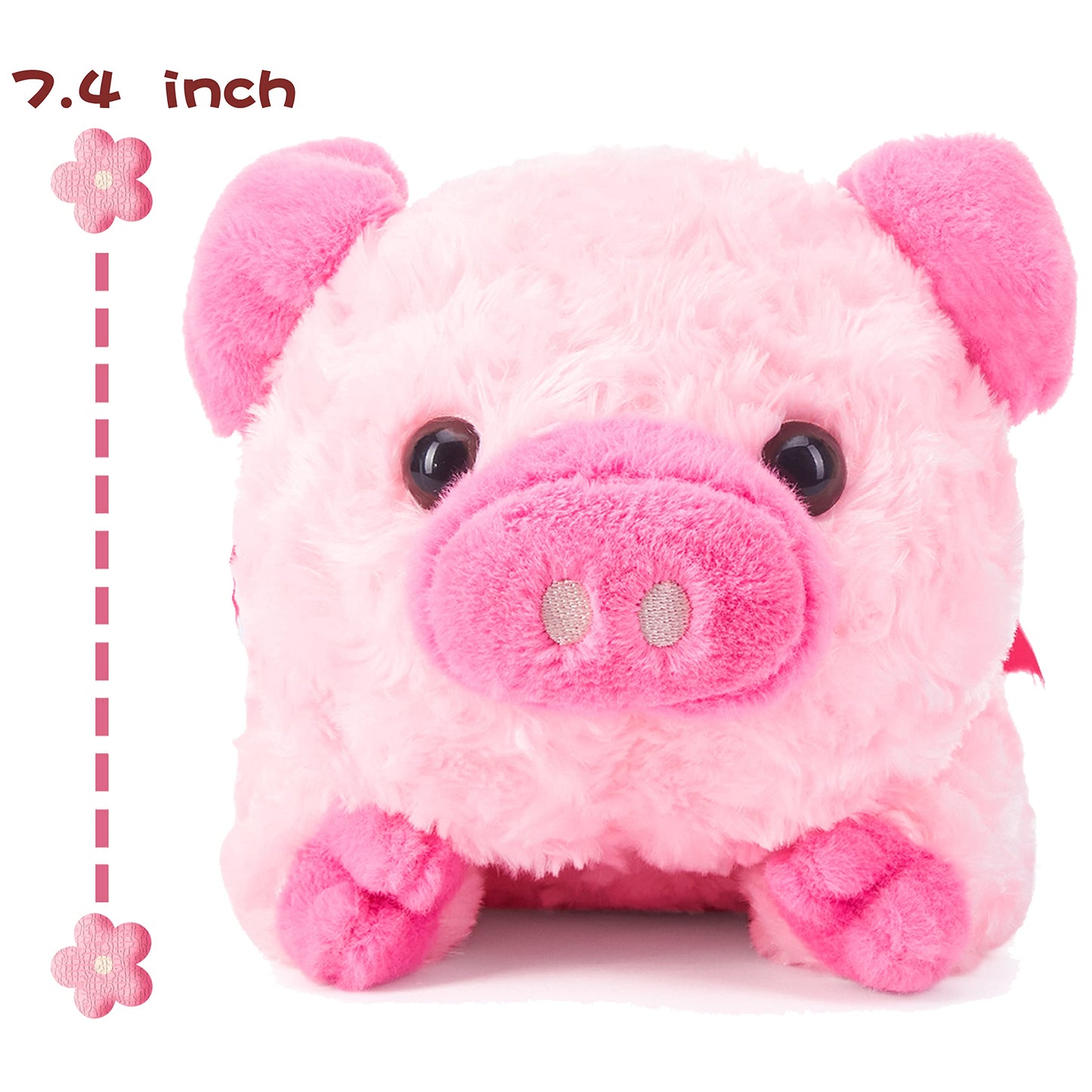 IKASA Pig Plush Toy with Bow - 13.7-Inch Cute Valentine Gift