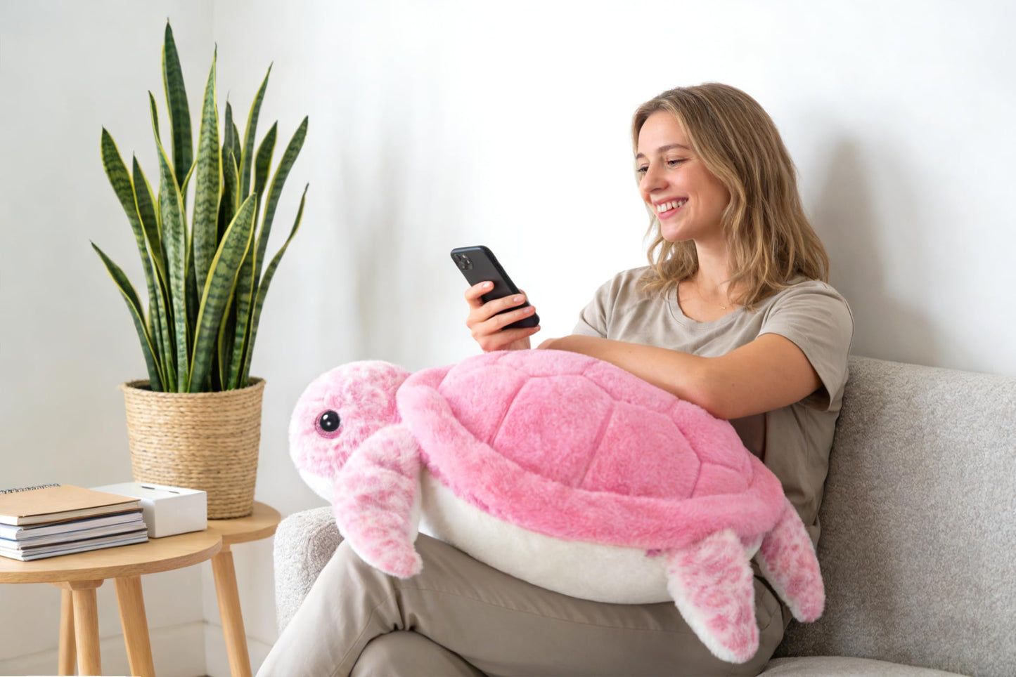IKASA Giant Sea Turtle Plush – 30-Inch Pink Jumbo Soft Toy