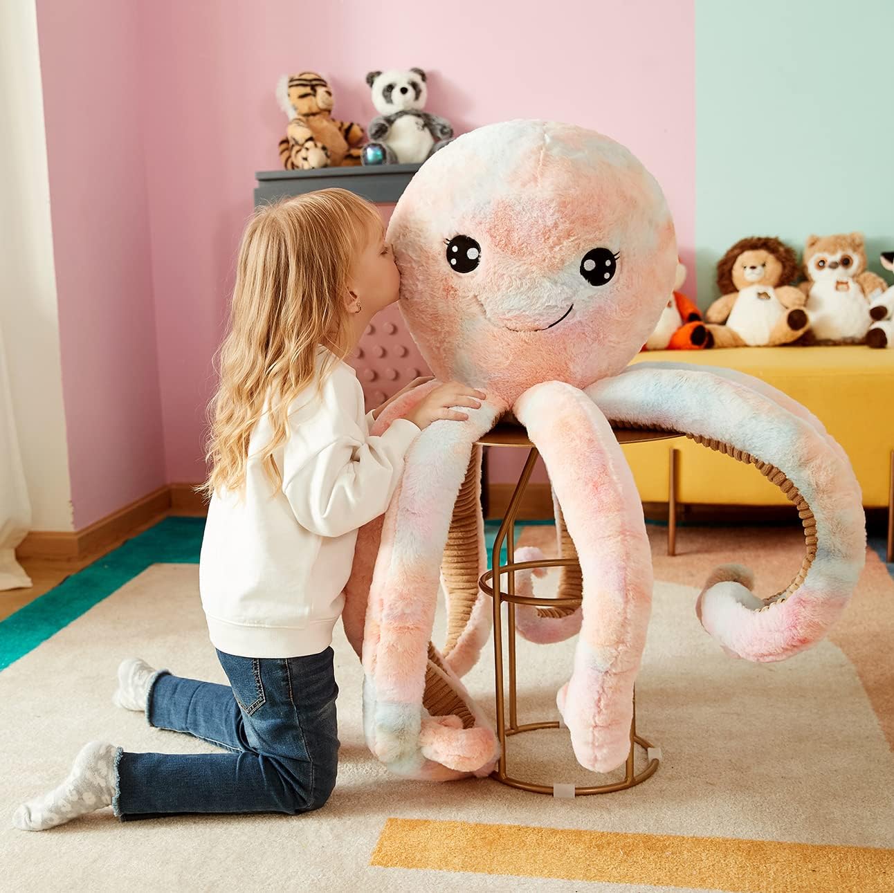 IKASA Giant Octopus Plush Toy – 30-Inch Jumbo Soft Stuffed Animal