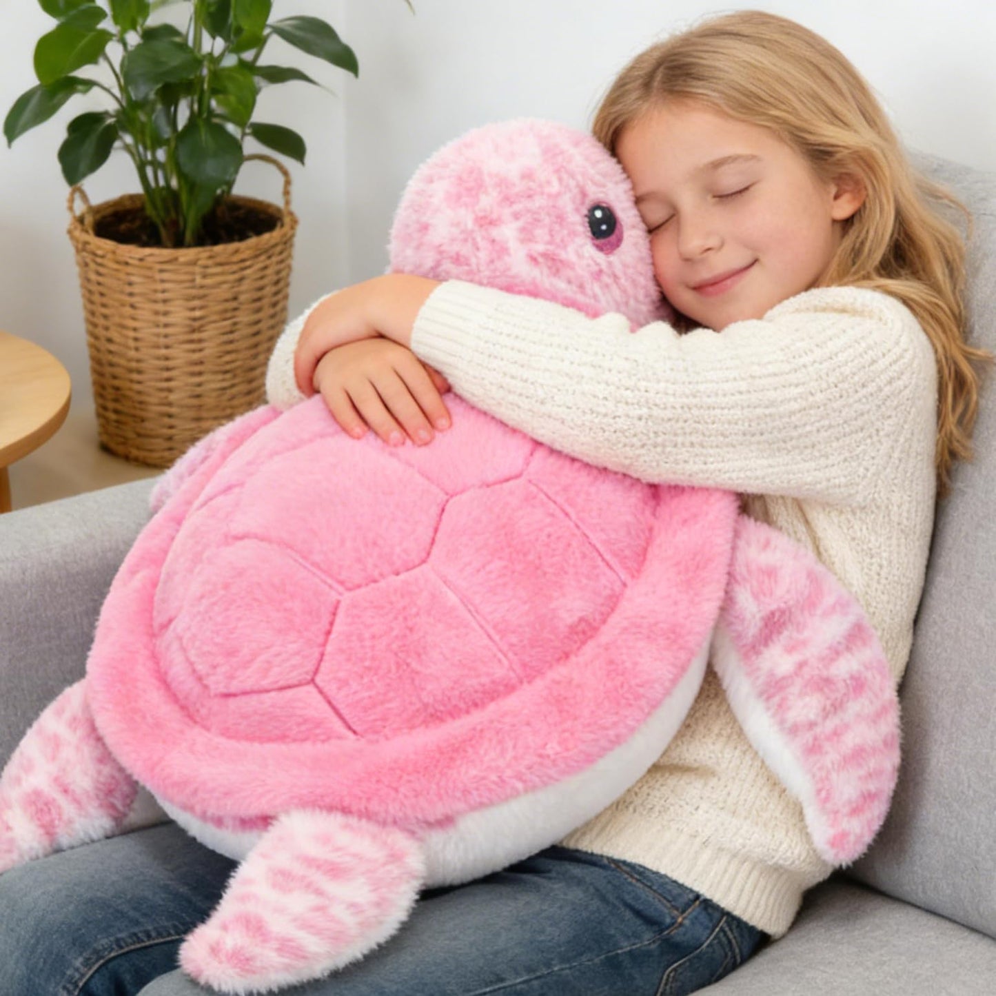 IKASA Giant Sea Turtle Plush – 30-Inch Pink Jumbo Soft Toy