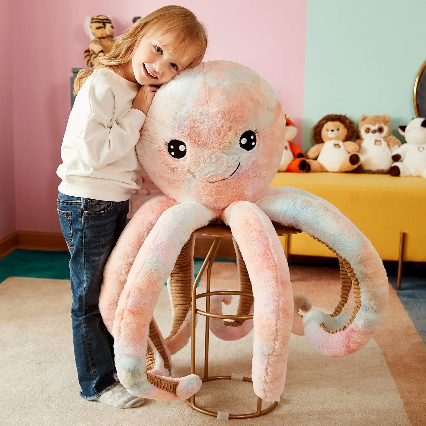 IKASA Giant Octopus Plush Toy – 30-Inch Jumbo Soft Stuffed Animal