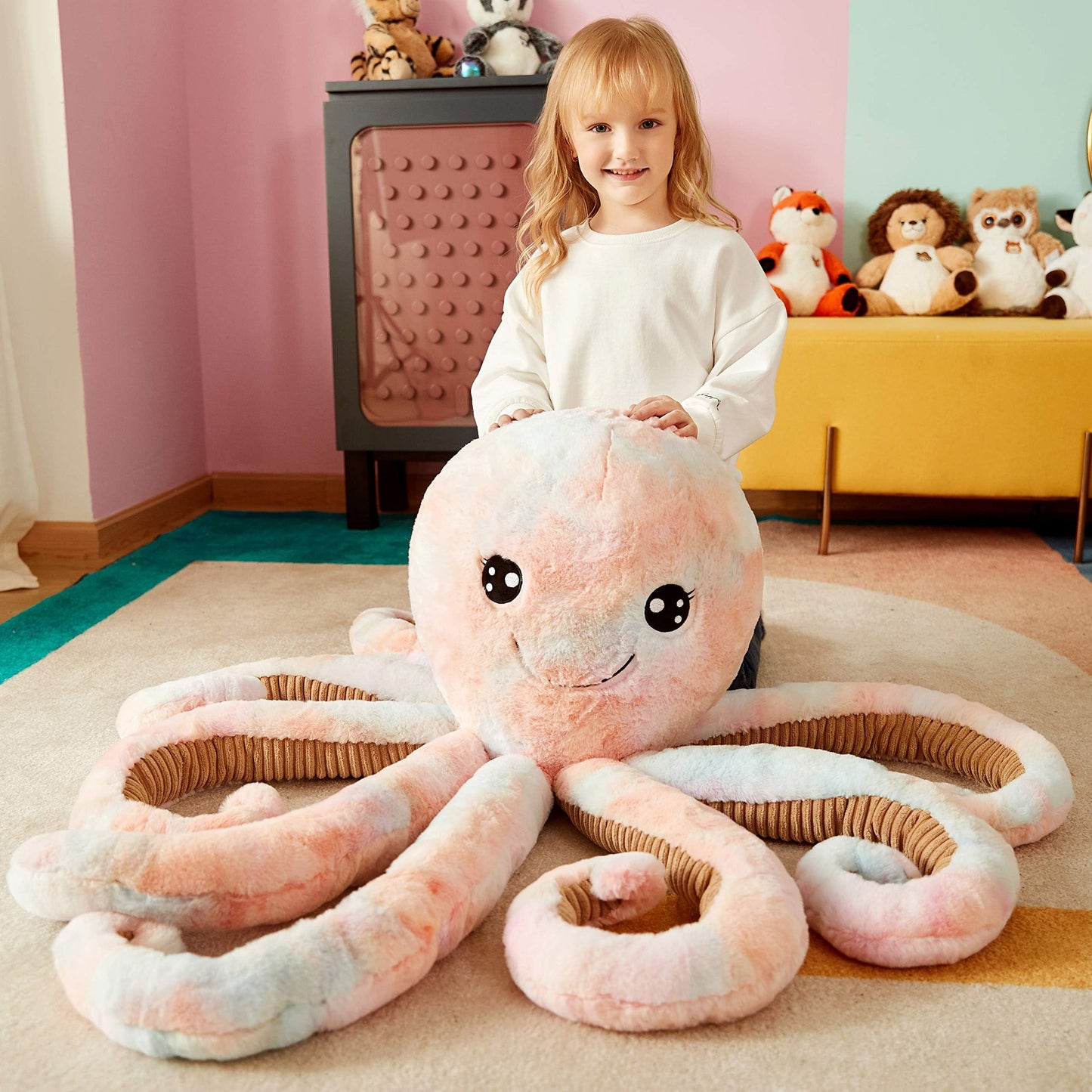 IKASA Giant Octopus Plush Toy – 30-Inch Jumbo Soft Stuffed Animal