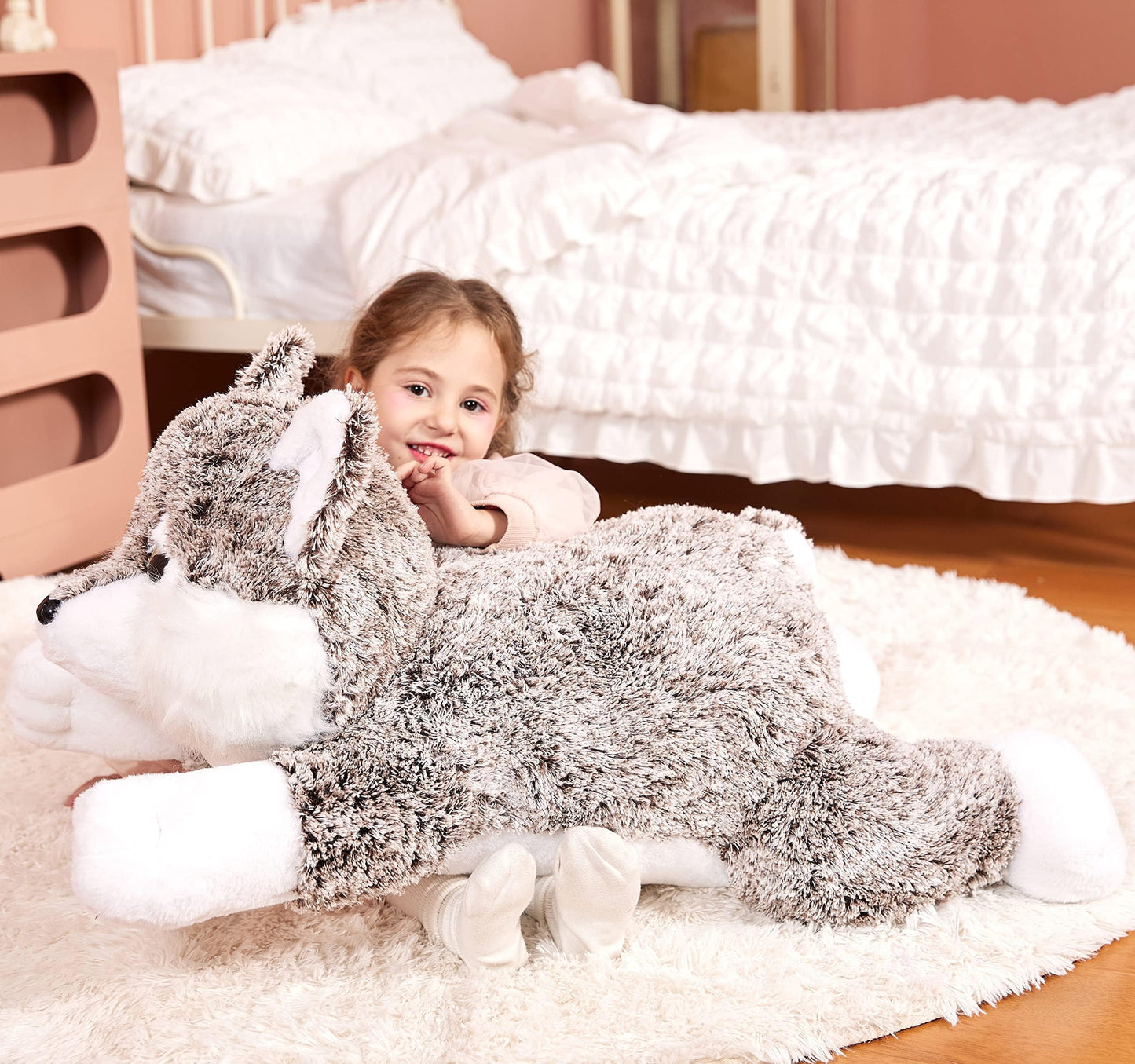 IKASA Giant Wolf Stuffed Animal Plush Toy - 30-Inch Ultra-Soft Wolf for Kids & Loved Ones