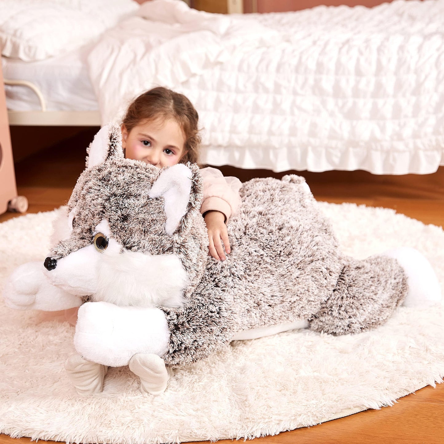 IKASA Giant Wolf Stuffed Animal Plush Toy - 30-Inch Ultra-Soft Wolf for Kids & Loved Ones