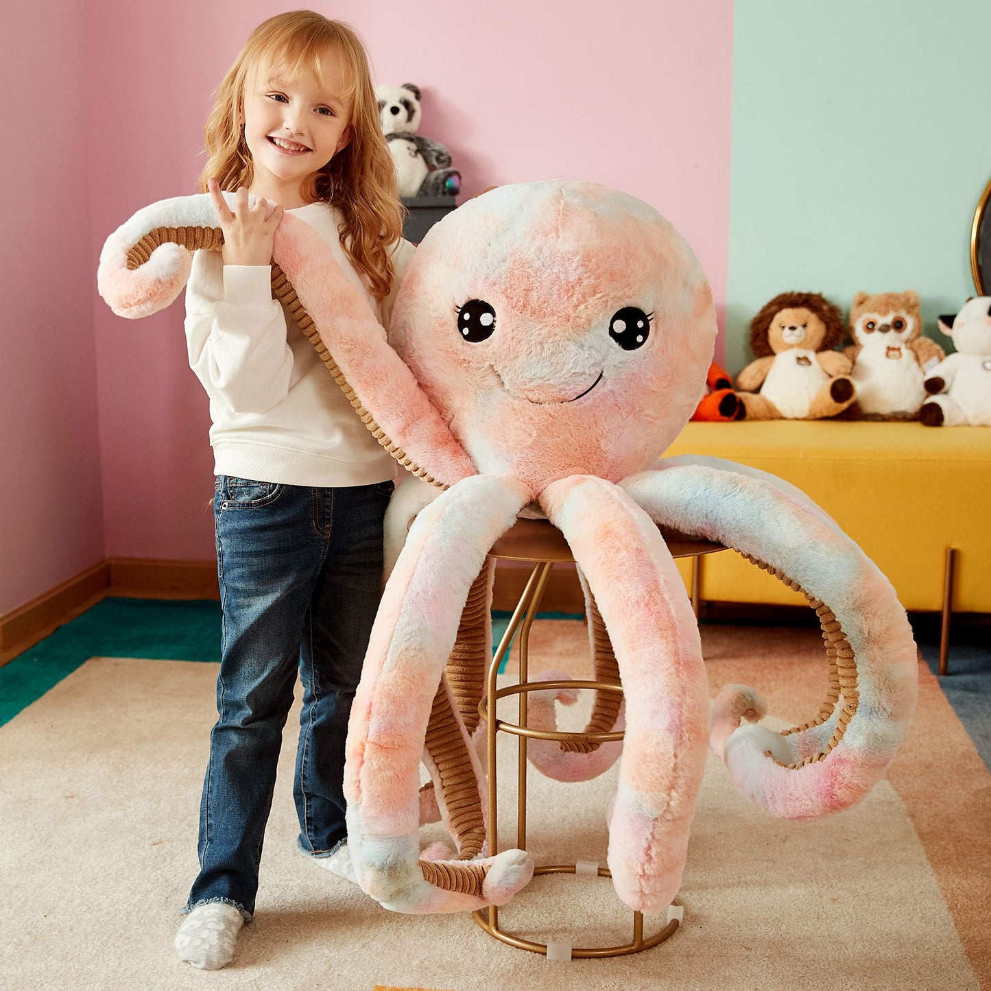 IKASA Giant Octopus Plush Toy – 30-Inch Jumbo Soft Stuffed Animal