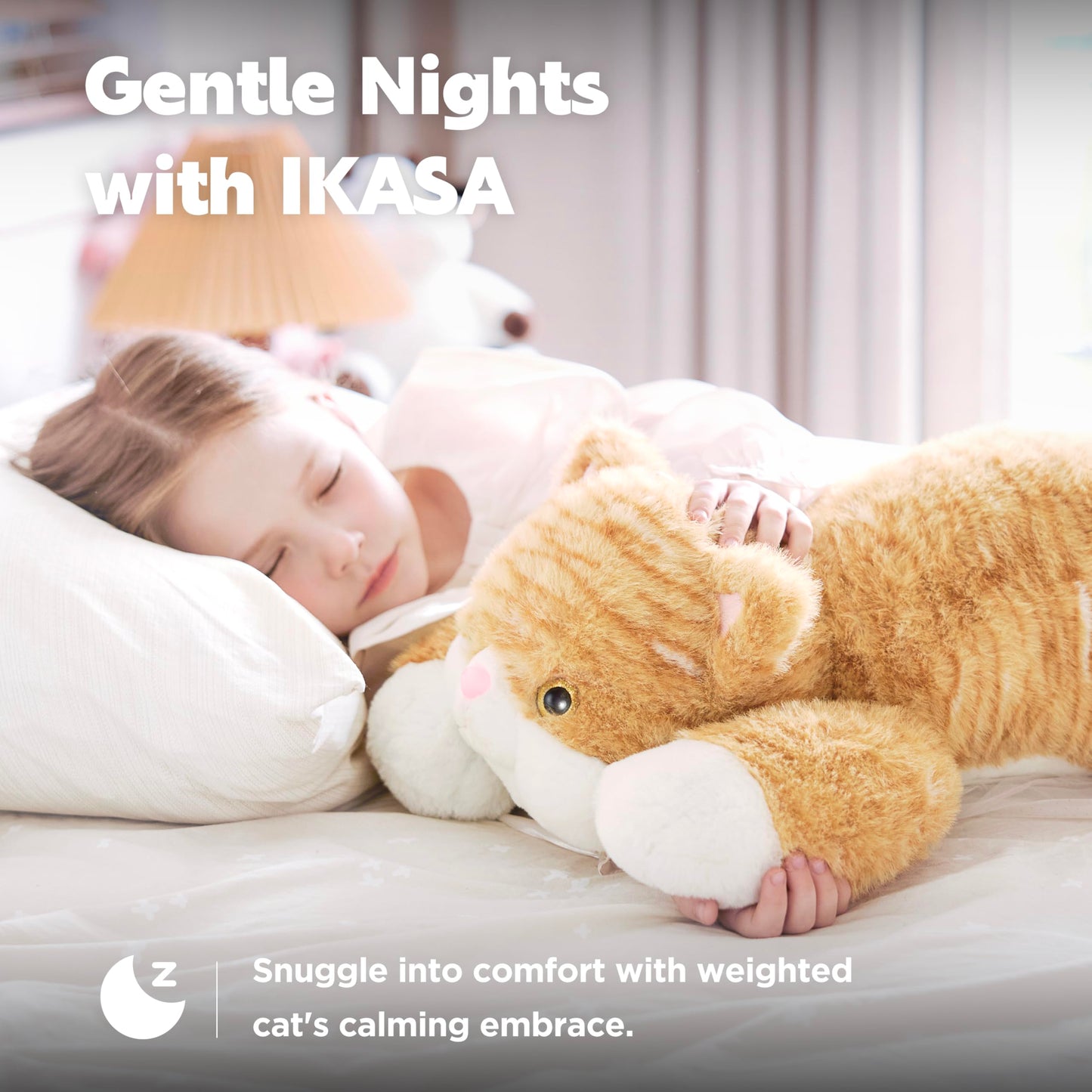 IKASA 5 lbs Weighted Orange Tabby Cat Plush – 24in Giant Soft Stuffed Animal