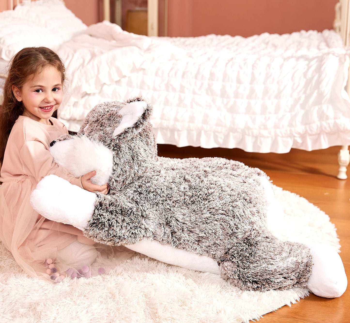 IKASA Giant Wolf Stuffed Animal Plush Toy - 30-Inch Ultra-Soft Wolf for Kids & Loved Ones
