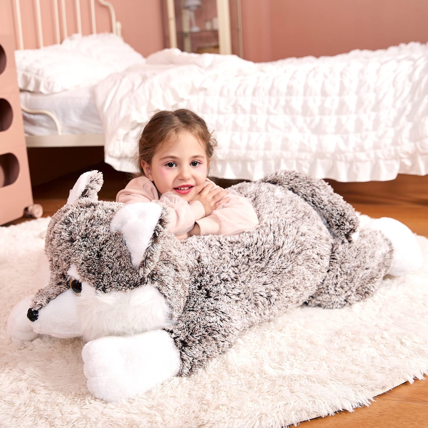 IKASA Giant Wolf Stuffed Animal Plush Toy - 30-Inch Ultra-Soft Wolf for Kids & Loved Ones
