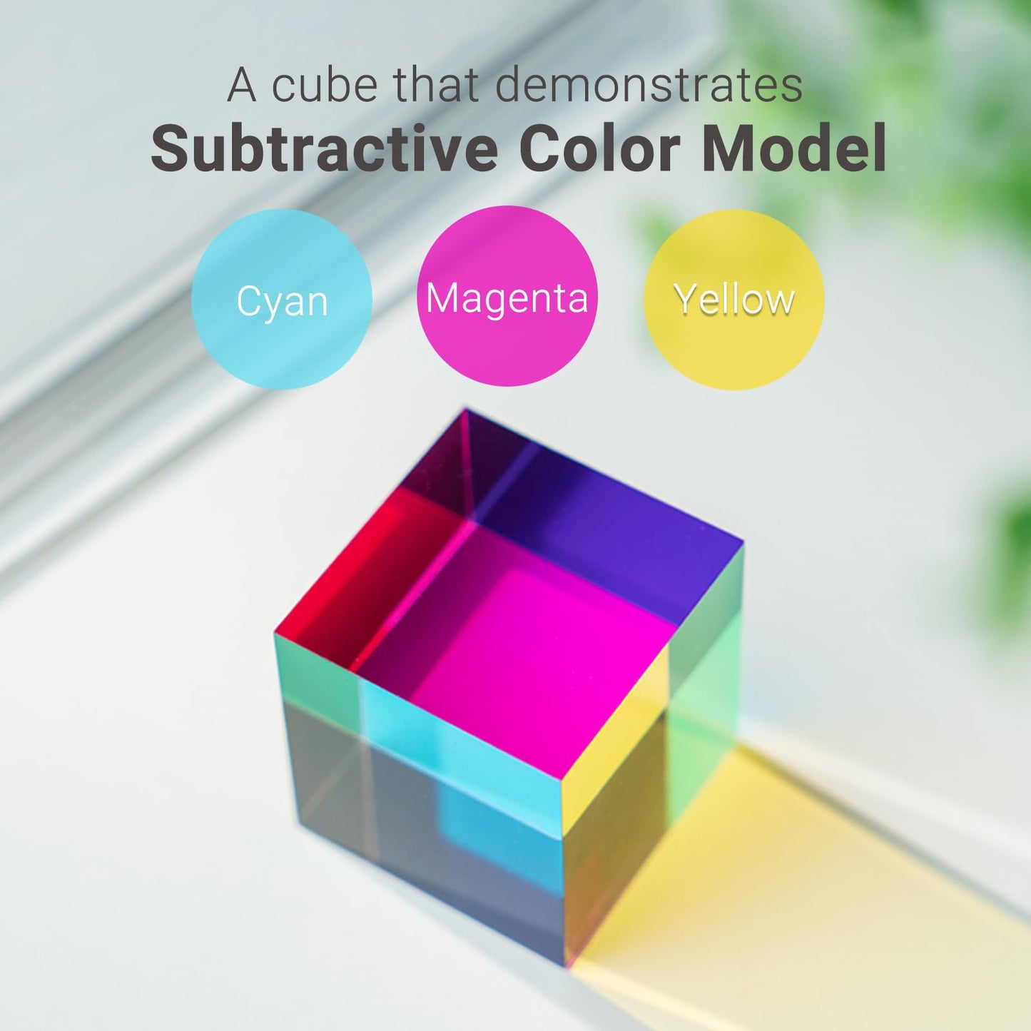 iKeelo Color Cube (80mm) with Stand – Mega Cube in Cyan, Magenta & Yellow