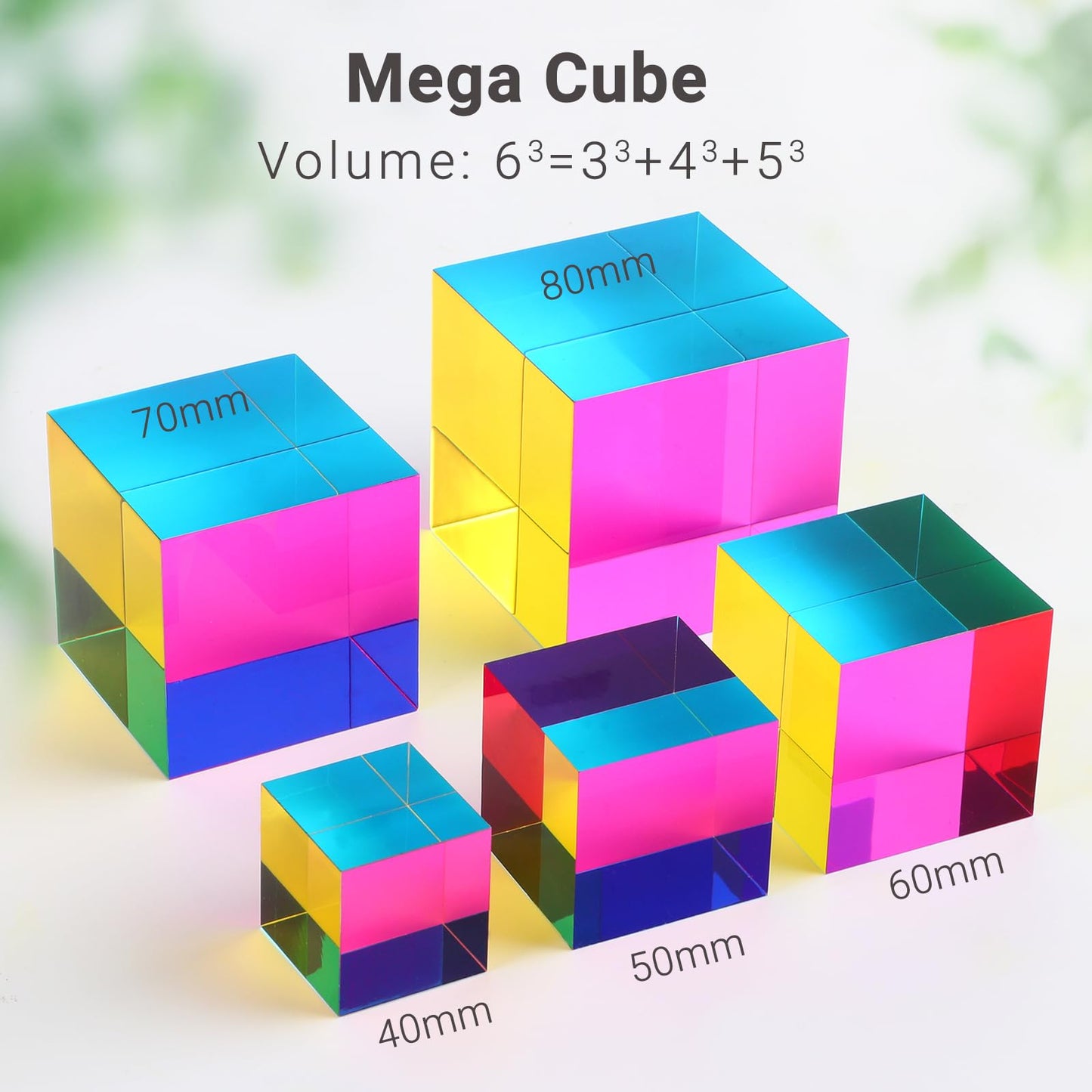 iKeelo Color Cube (80mm) with Stand – Mega Cube in Cyan, Magenta & Yellow