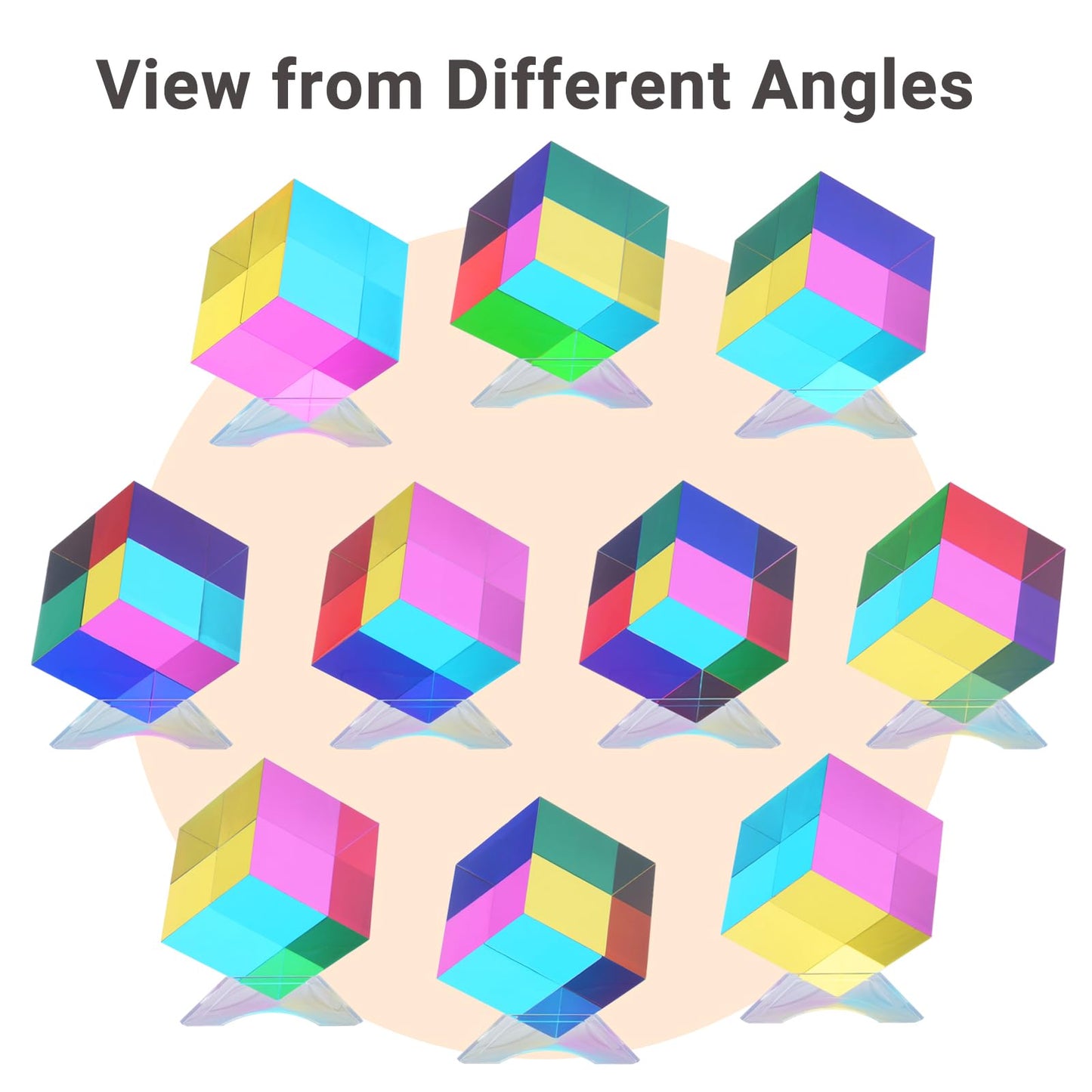 iKeelo Color Cube (80mm) with Stand – Mega Cube in Cyan, Magenta & Yellow