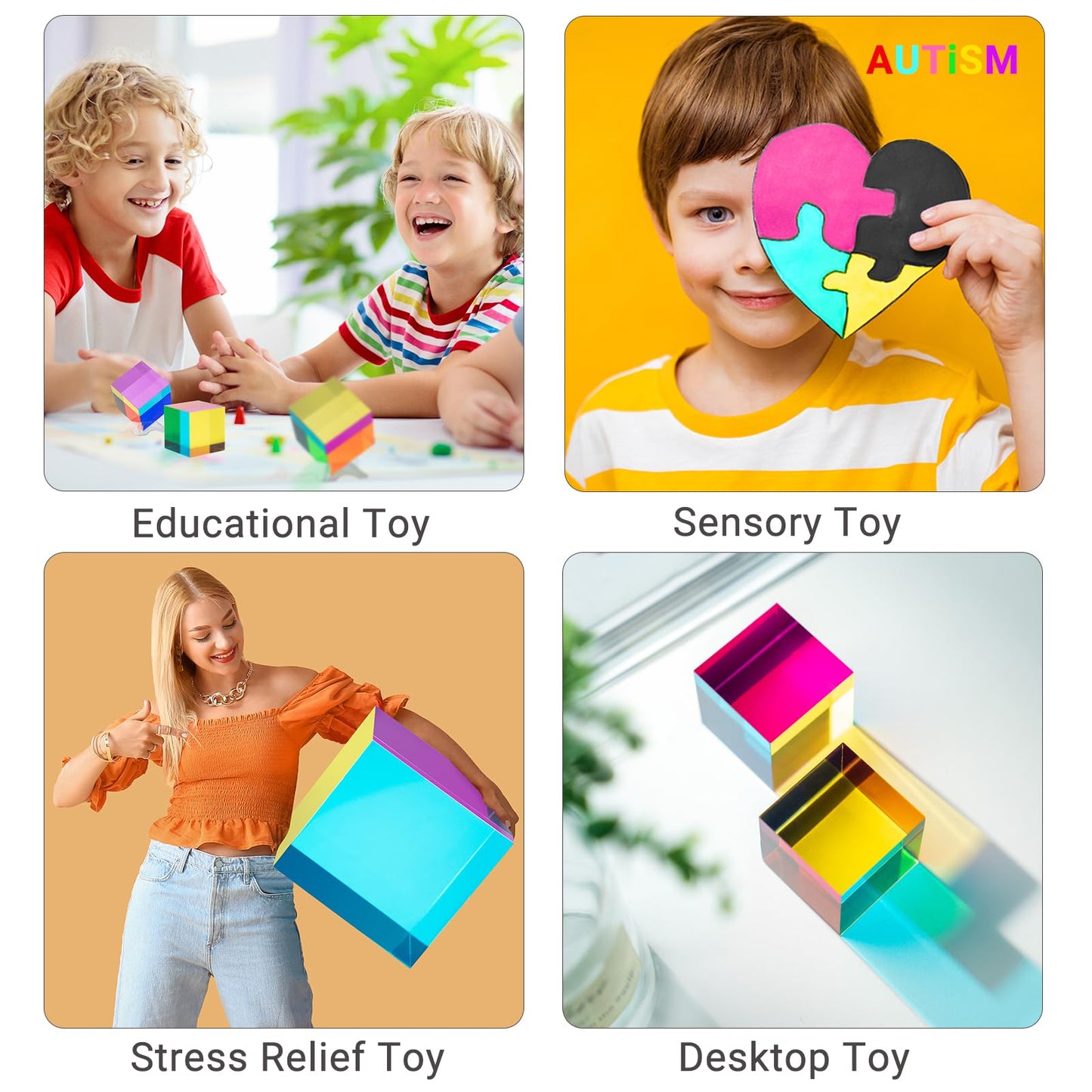 iKeelo Color Cube (80mm) with Stand – Mega Cube in Cyan, Magenta & Yellow