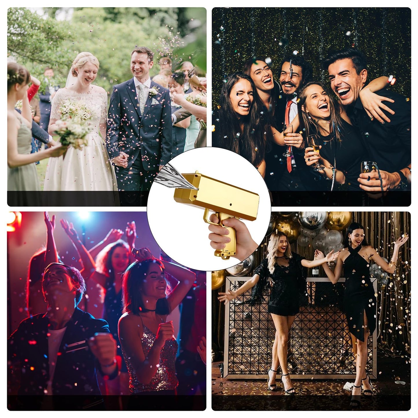 IKJNMLP Prop Gold Money Shooter Gun – Real-Look Fake Cash for Parties, Weddings & Gifts