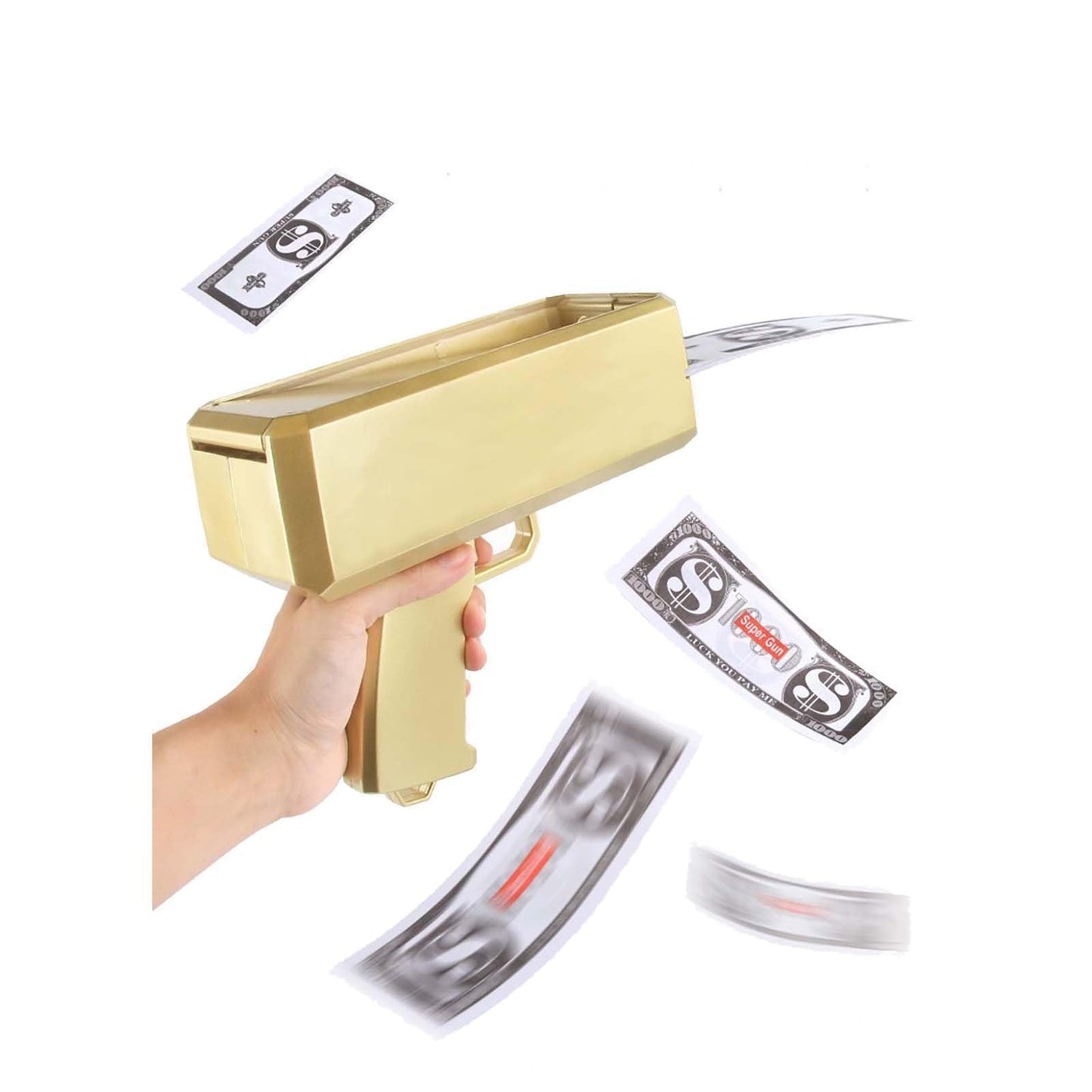 IKJNMLP Prop Gold Money Shooter Gun – Real-Look Fake Cash for Parties, Weddings & Gifts