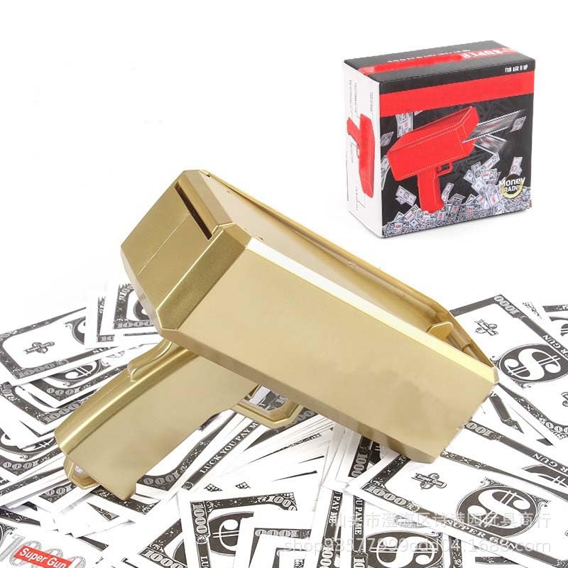IKJNMLP Prop Gold Money Shooter Gun – Real-Look Fake Cash for Parties, Weddings & Gifts
