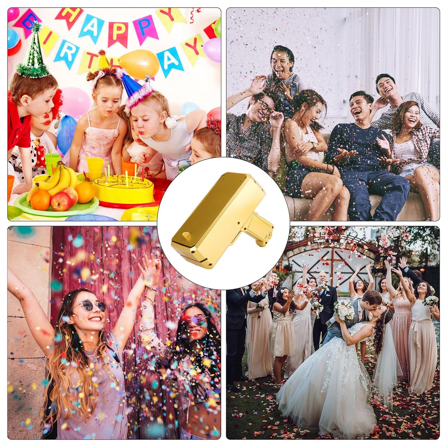 IKJNMLP Prop Gold Money Shooter Gun – Real-Look Fake Cash for Parties, Weddings & Gifts
