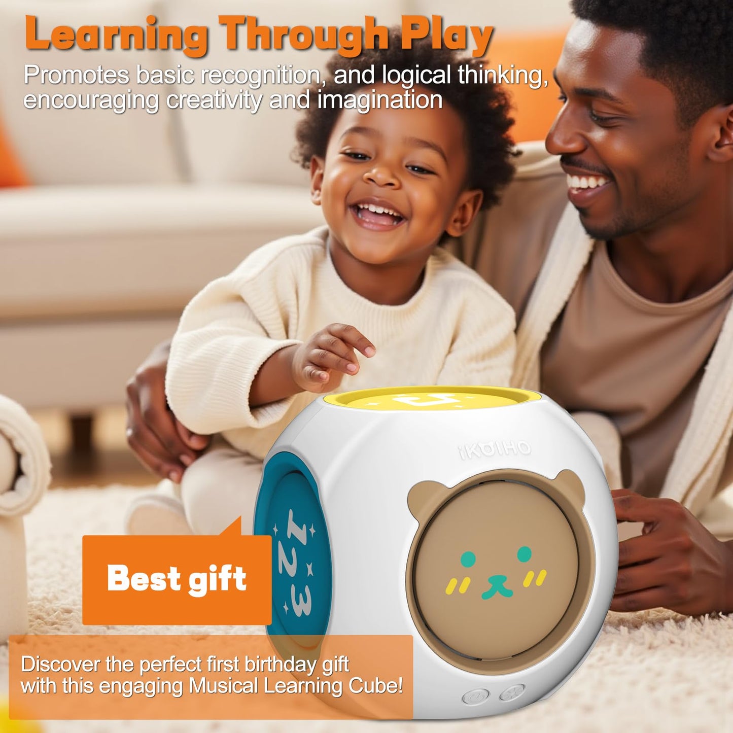 iKOIHO Bilingual Musical Learning Cube for Babies & Toddlers – English/Spanish Educational Toy (6–18 Months)