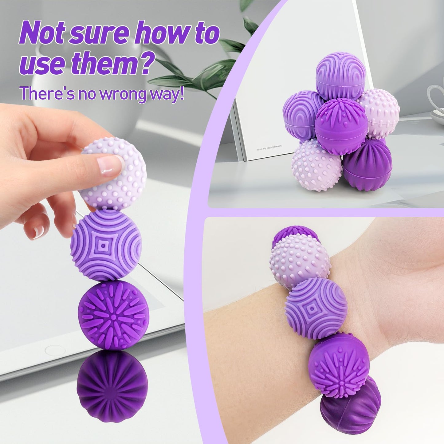 iKrto Lavender Magnetic Fidget Balls – 8pc Silicone Stress Relief Toys with Case