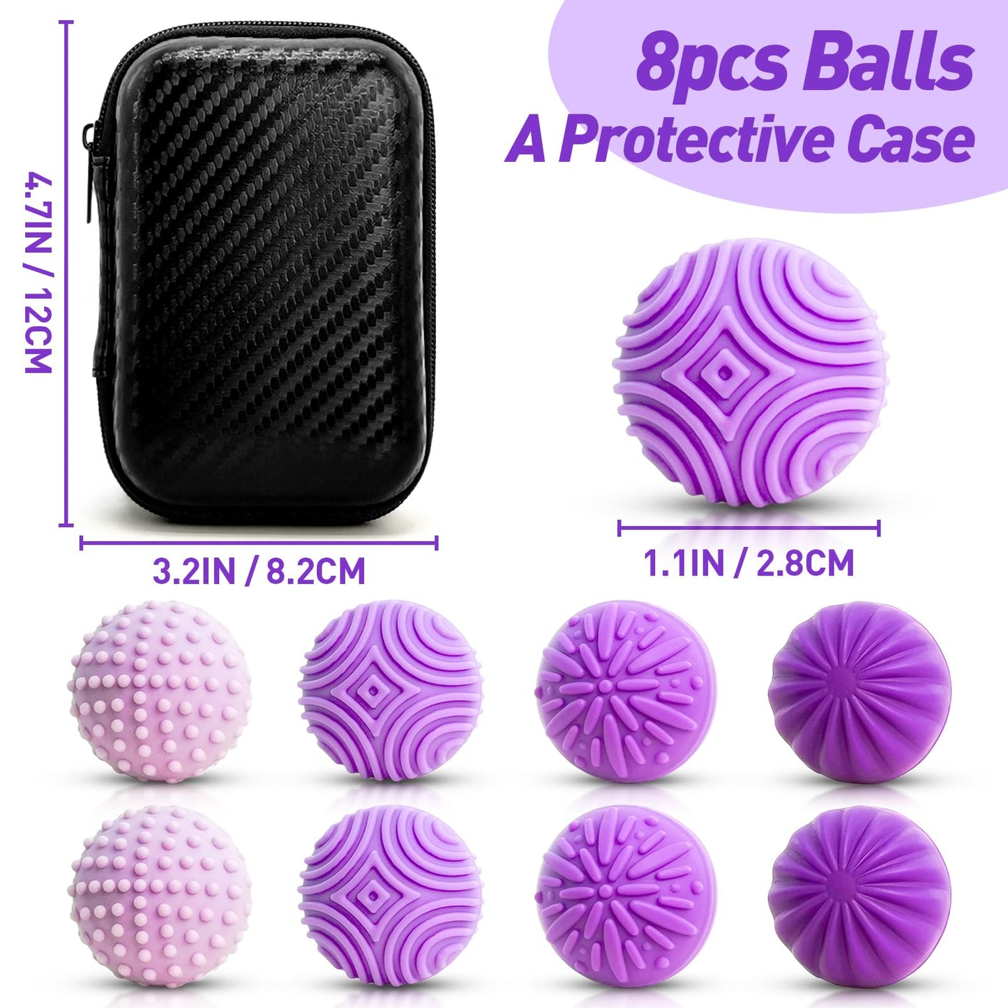 iKrto Lavender Magnetic Fidget Balls – 8pc Silicone Stress Relief Toys with Case