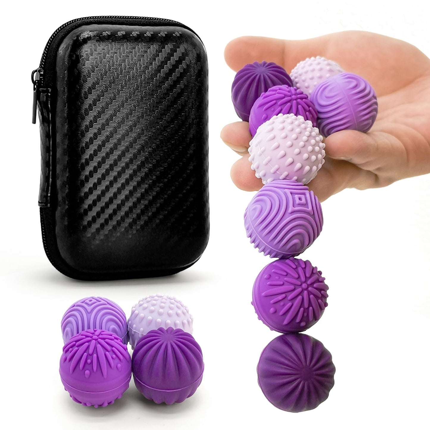 iKrto Lavender Magnetic Fidget Balls – 8pc Silicone Stress Relief Toys with Case