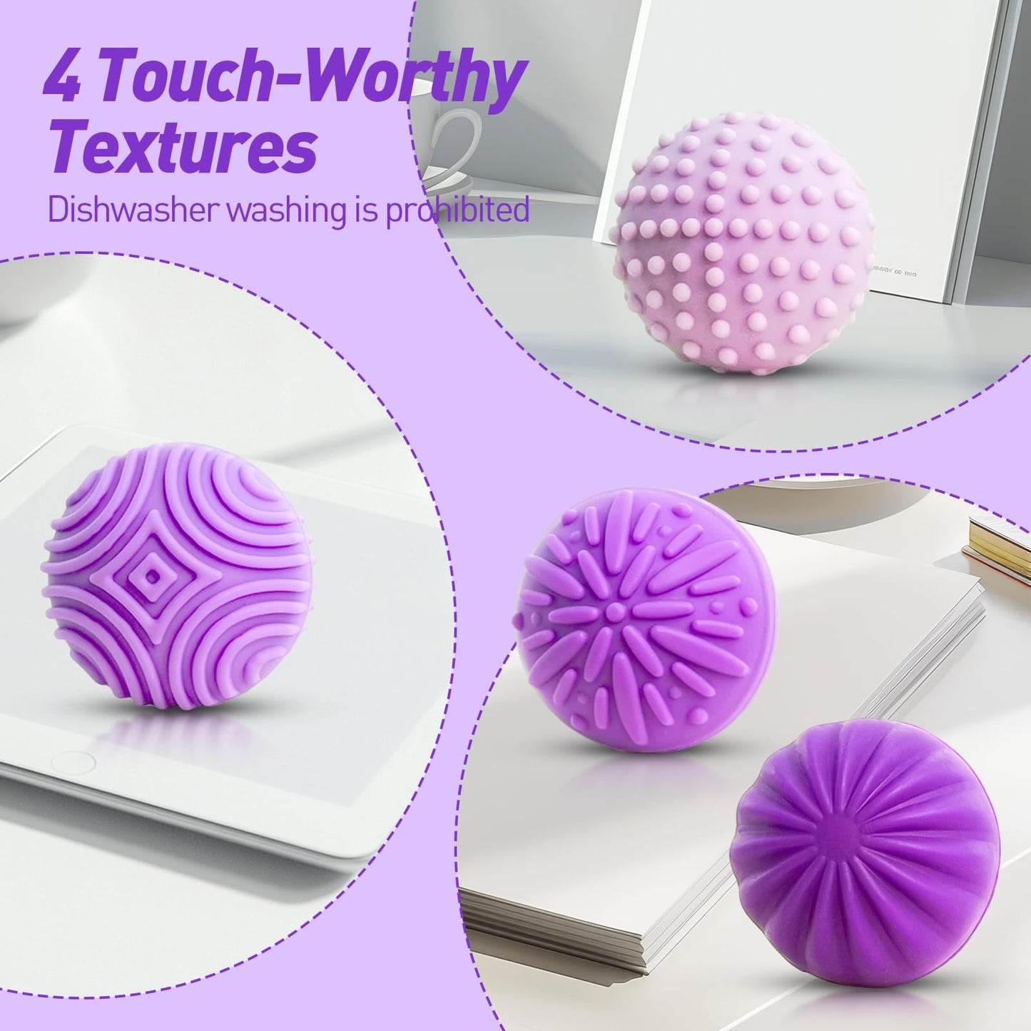 iKrto Lavender Magnetic Fidget Balls – 8pc Silicone Stress Relief Toys with Case